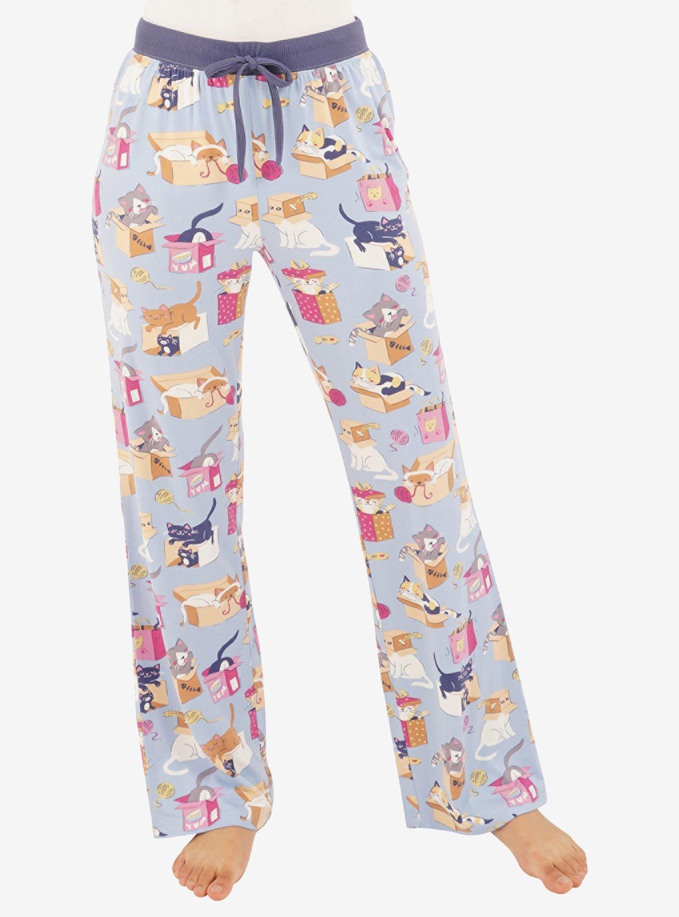 Cute Kittens and Boxes Straight Leg Sleep Pant
