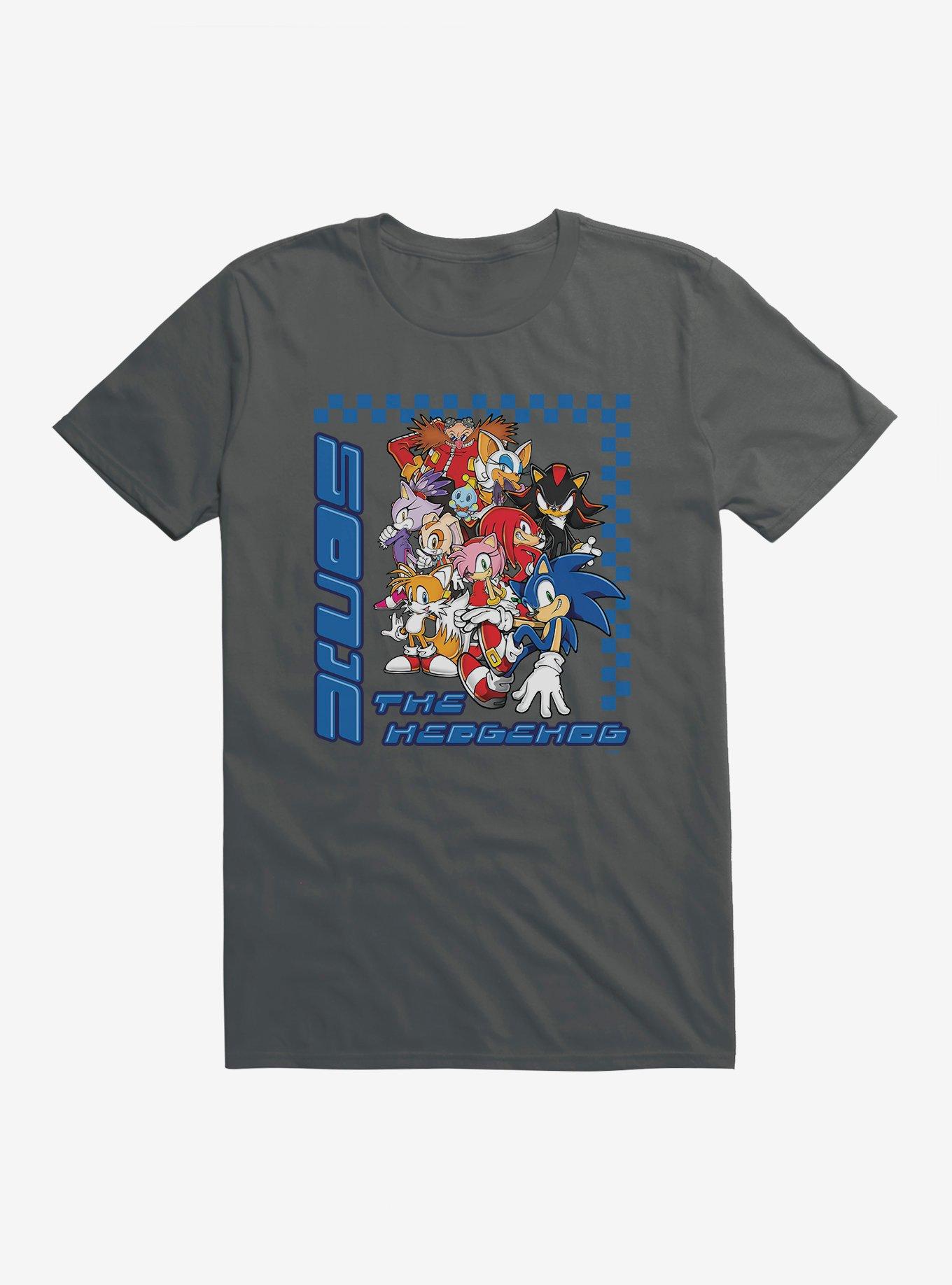 Sonic The Hedgehog Group Checkered T-Shirt, CHARCOAL, hi-res