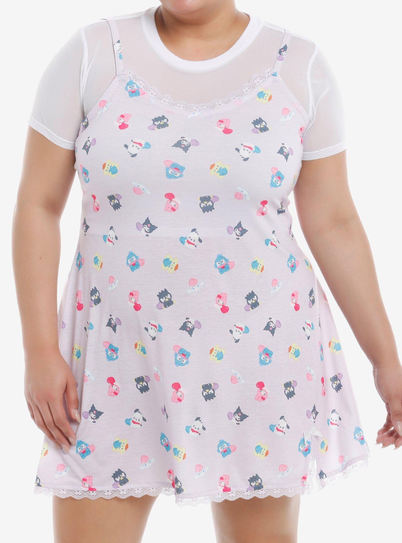 Hello Kitty And Friends Lavender Twofer Slip Dress Plus Size, , hi-res