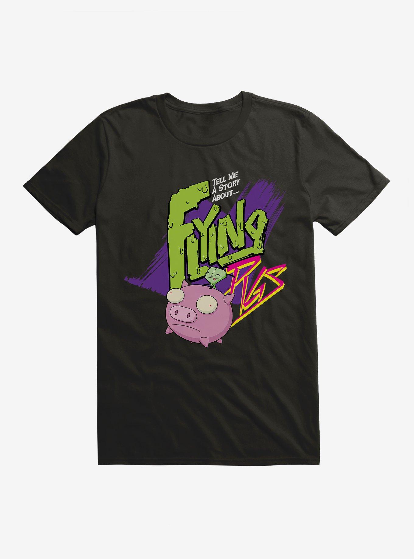 Invader Zim Gir Flying Pigs T-Shirt, BLACK, hi-res