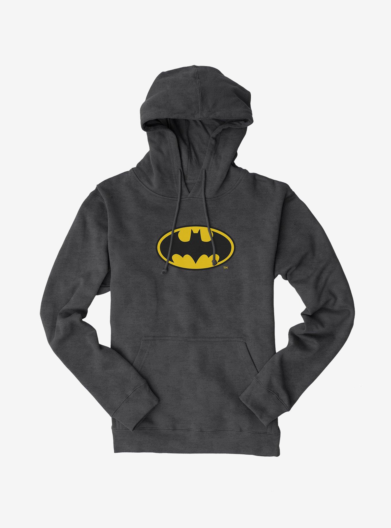 Batman Classic Logo Hoodie, DARK HEATHER, hi-res