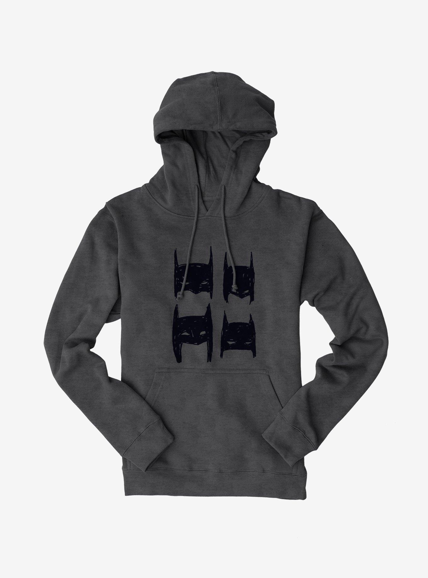 Batman Faces Of Batman Sketch Hoodie, DARK HEATHER, hi-res
