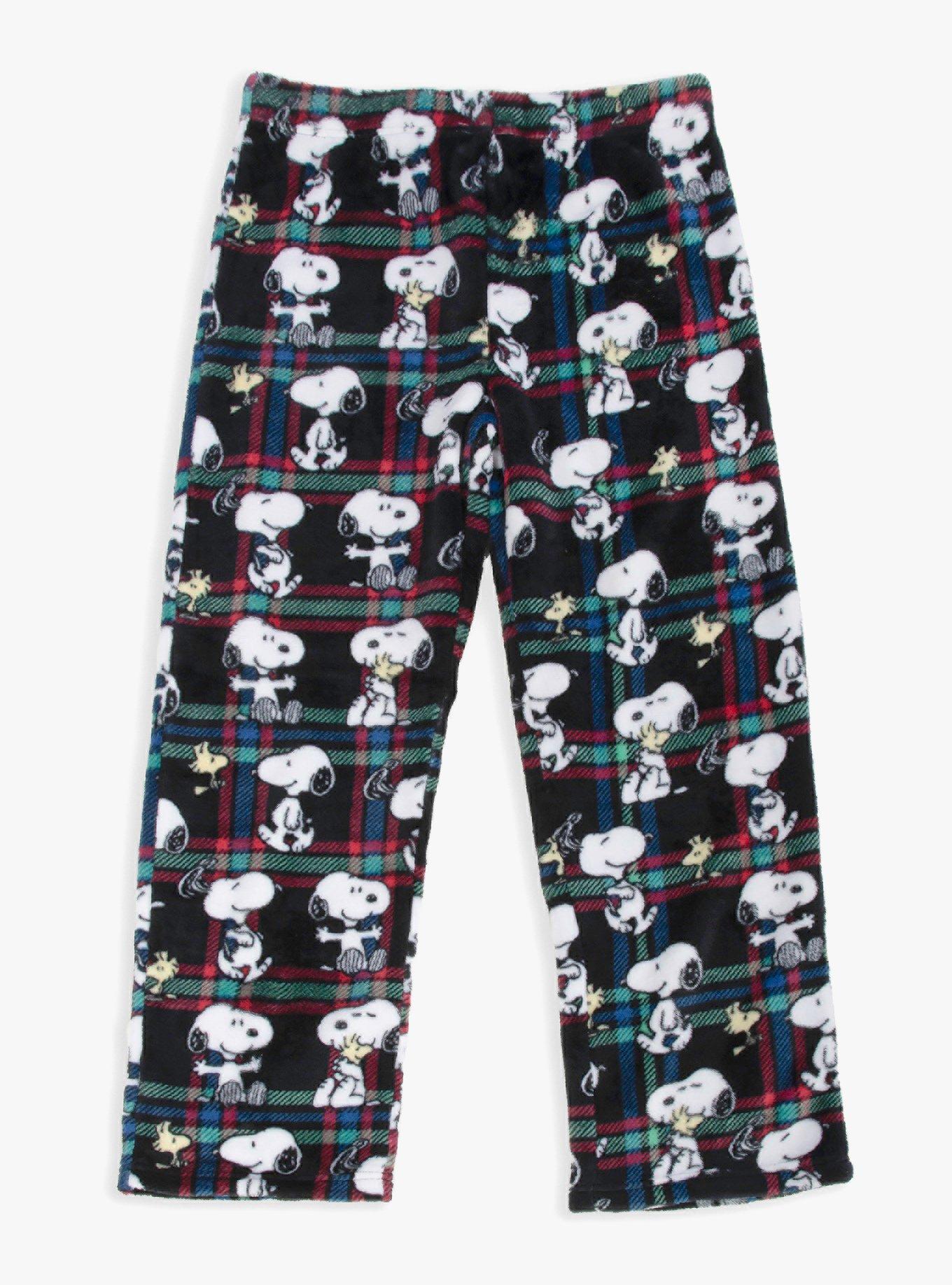 Snoopy Plaid Hugs Plush Youth Pajama Pant, PLAID, hi-res