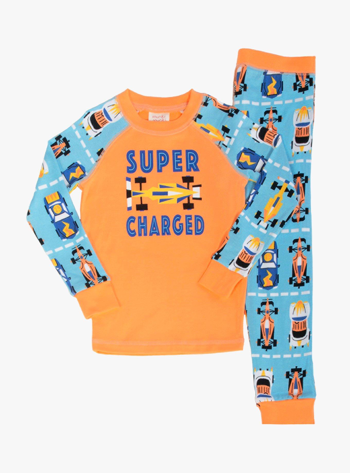 Super Charged Long Sleeve Raglan Youth Pajama Set Orange, ORANGE, hi-res