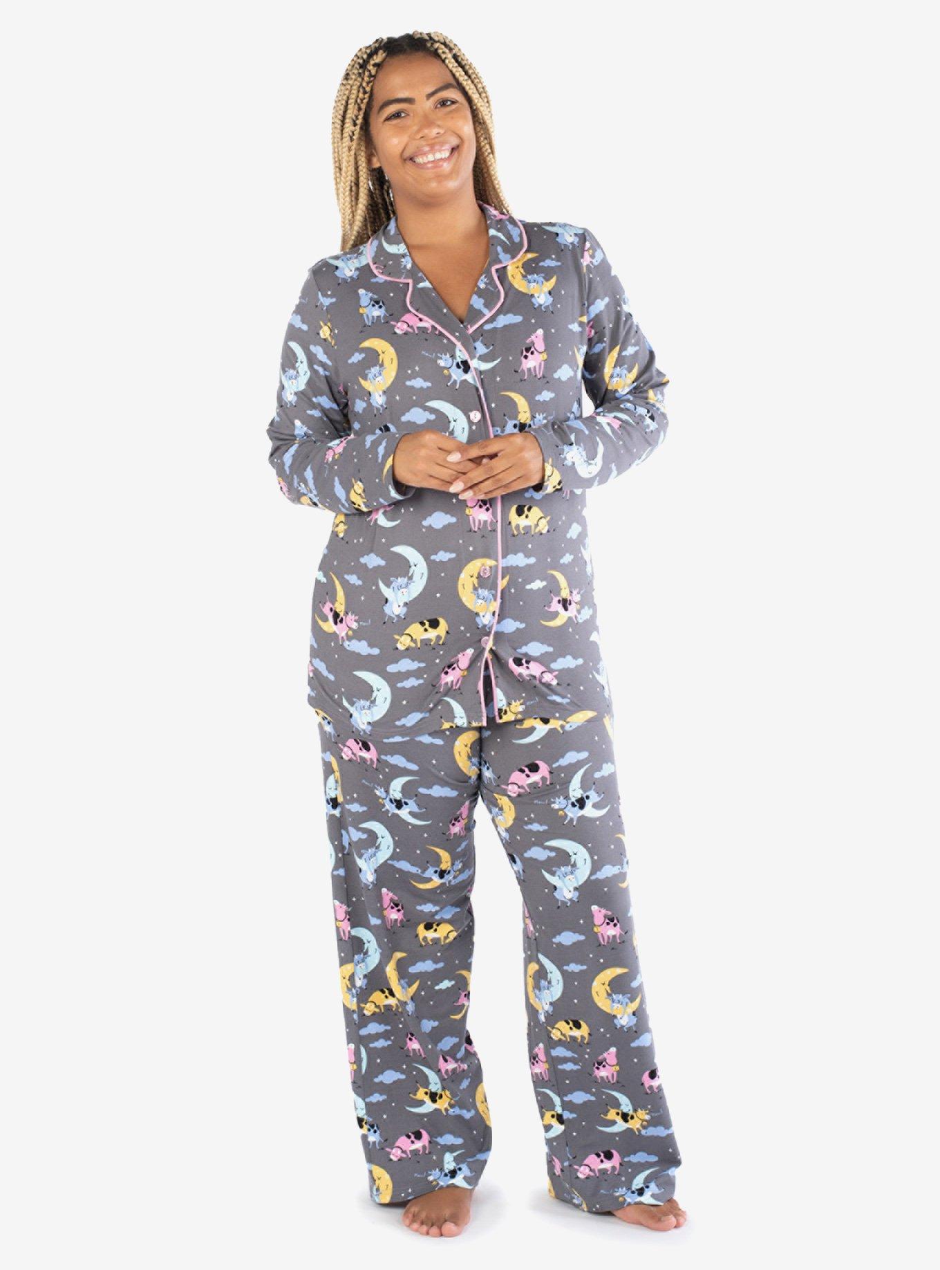 Over the Moon Notch Collar Pajama Set