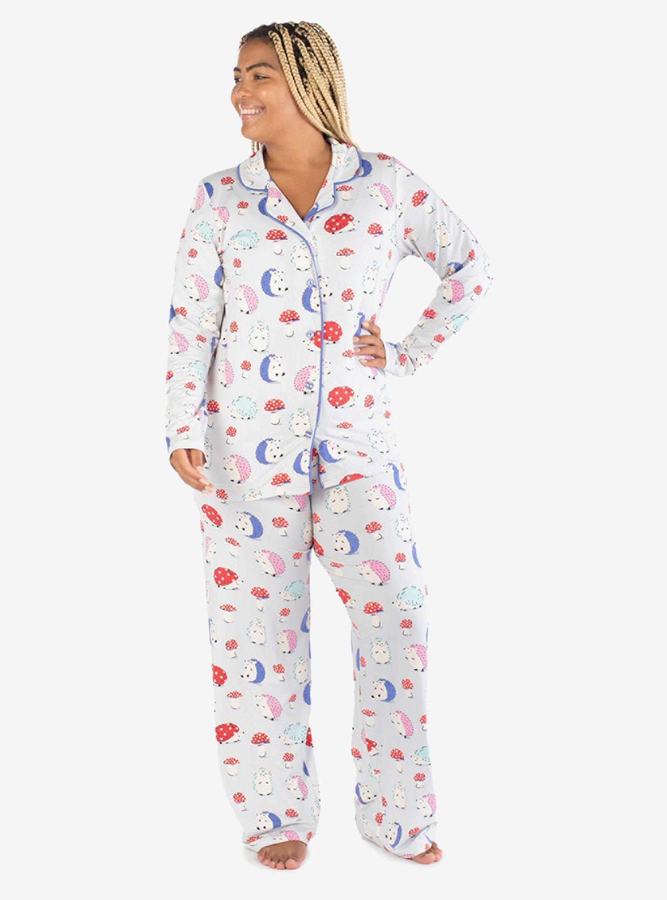 Hedgehogs and Mushrooms Notch Collar Pajama Set