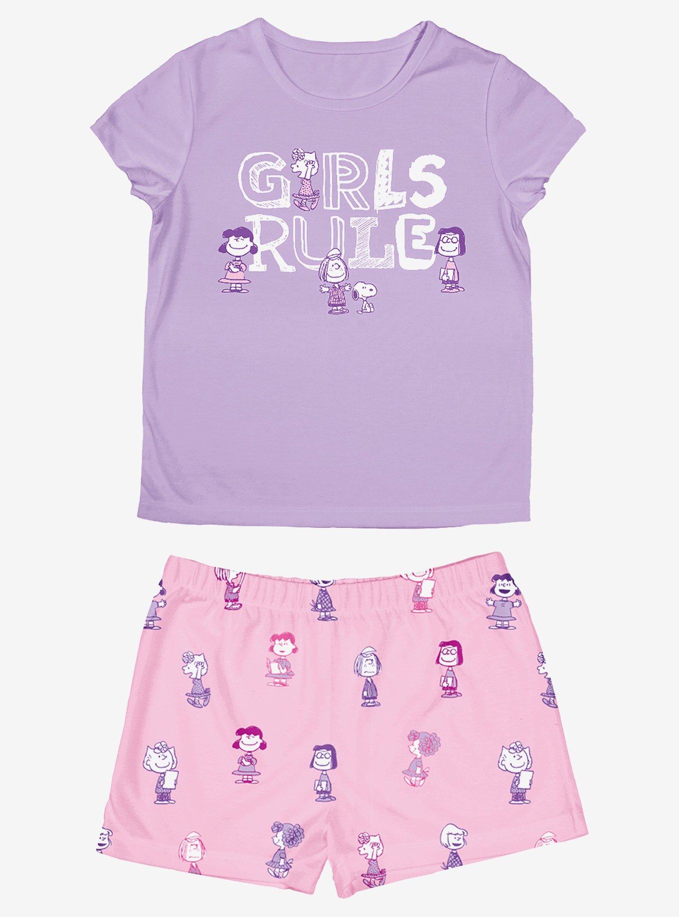 Snoopy Peanuts Gang Girls Rule Youth Pajama Set, LAVENDER, hi-res