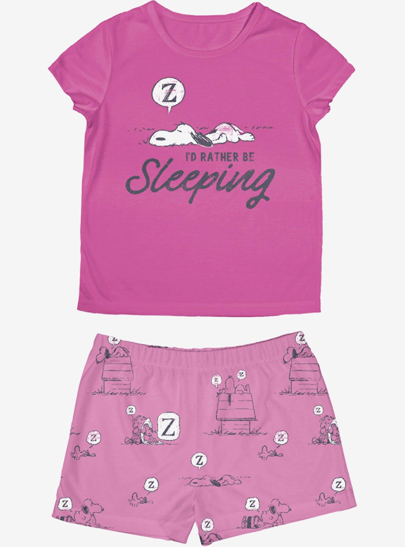 Snoopy Peanuts Rather Be Sleeping Youth Pajama Set