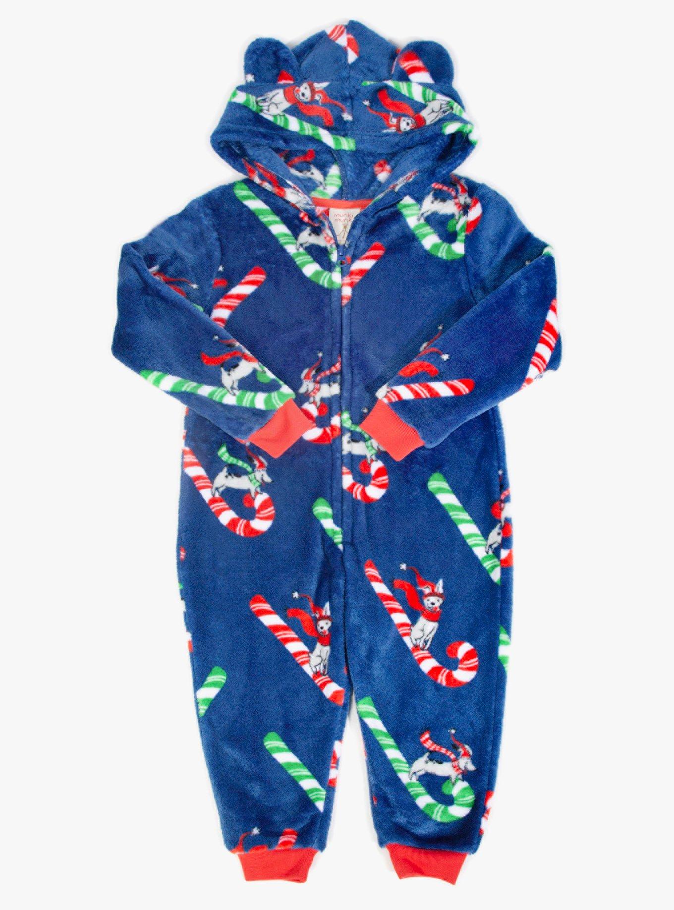 Candy Cane Sled Dogs Youth Hooded One Piece Pajama, , hi-res