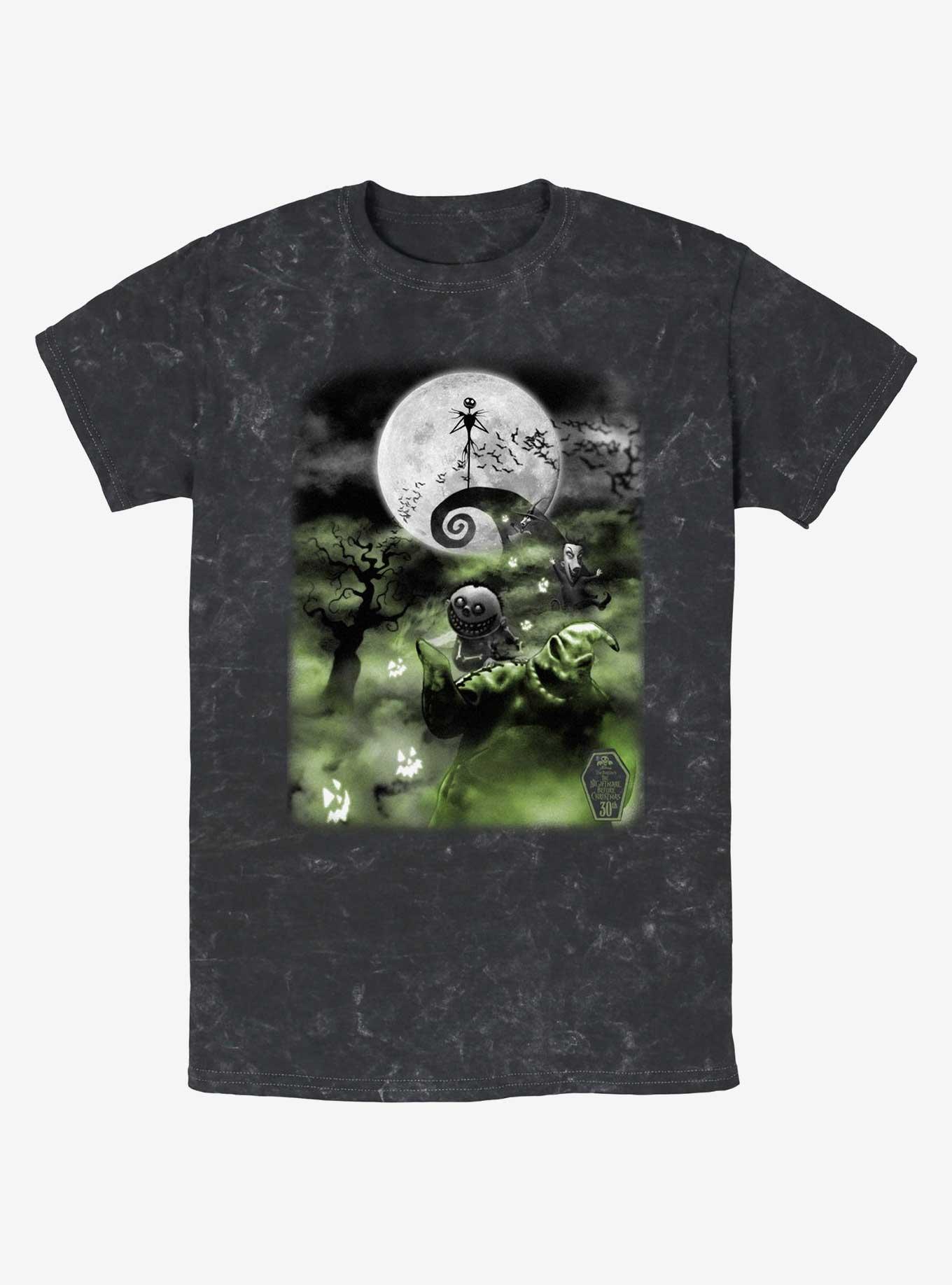 The Nightmare Before Christmas Scary Night Mineral Wash T-Shirt, BLACK, hi-res