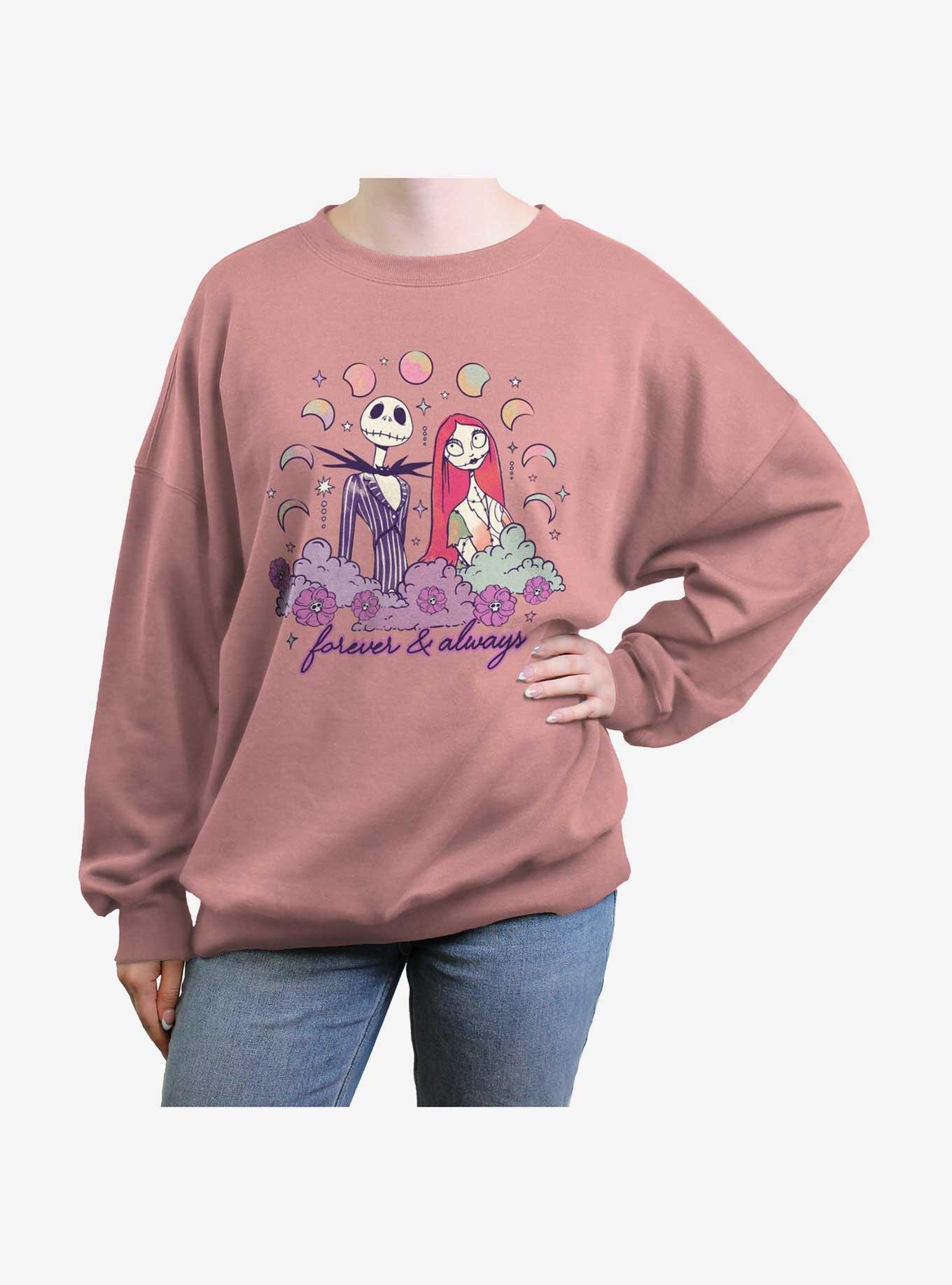 The Nightmare Before Christmas Jack & Sally Forever And Always Girls Oversized Sweatshirt, , hi-res