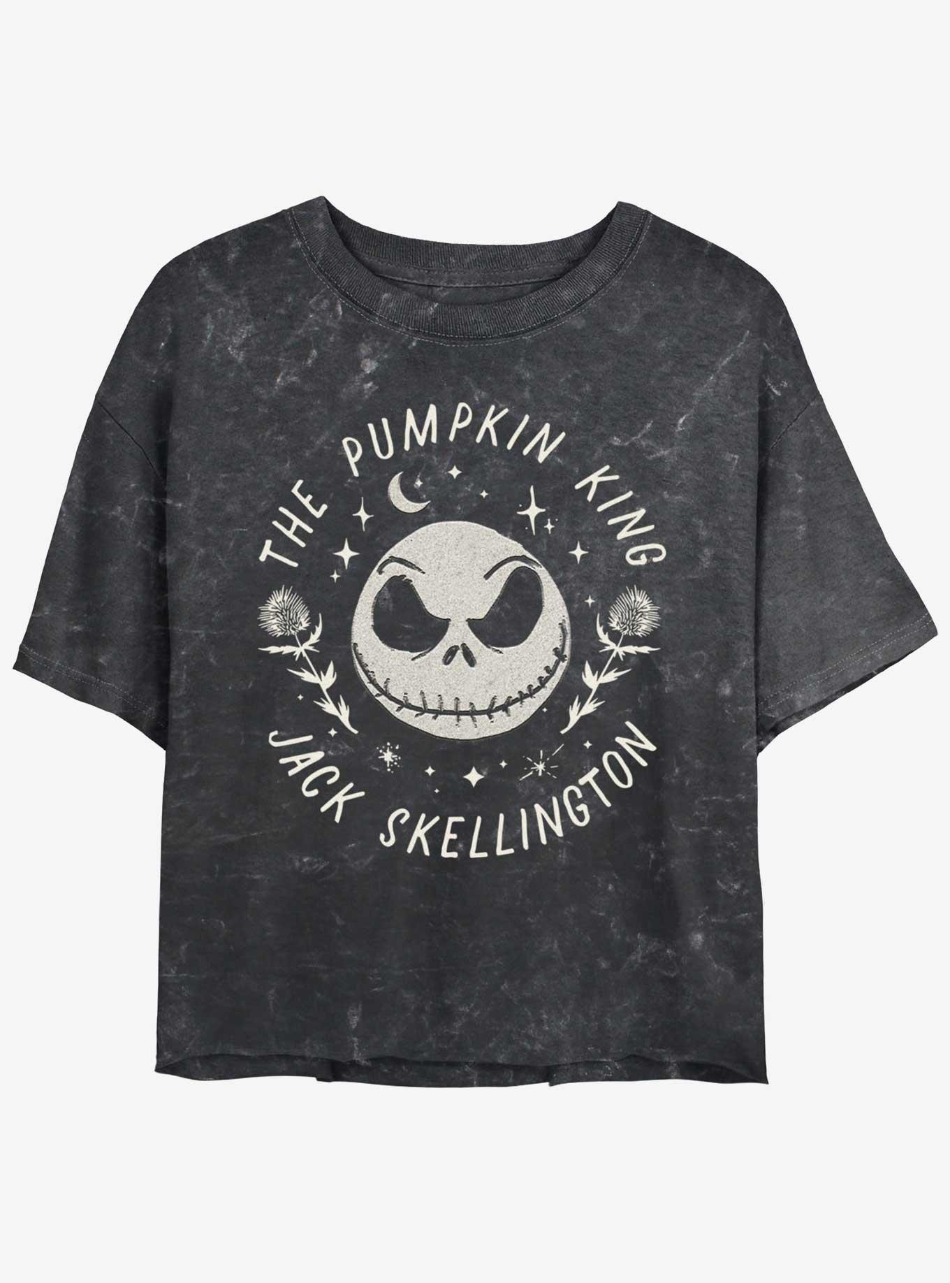 The Nightmare Before Christmas Jack Dandelion Floral Girls Mineral Wash Crop T-Shirt, , hi-res