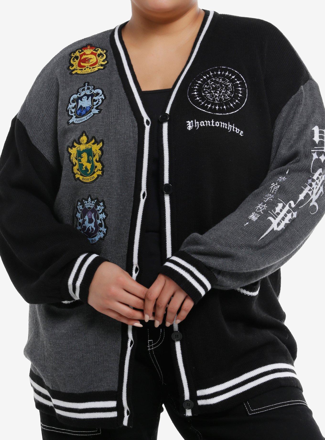 Black Butler Weston College Crests Split Cardigan Plus Size, MULTI, hi-res