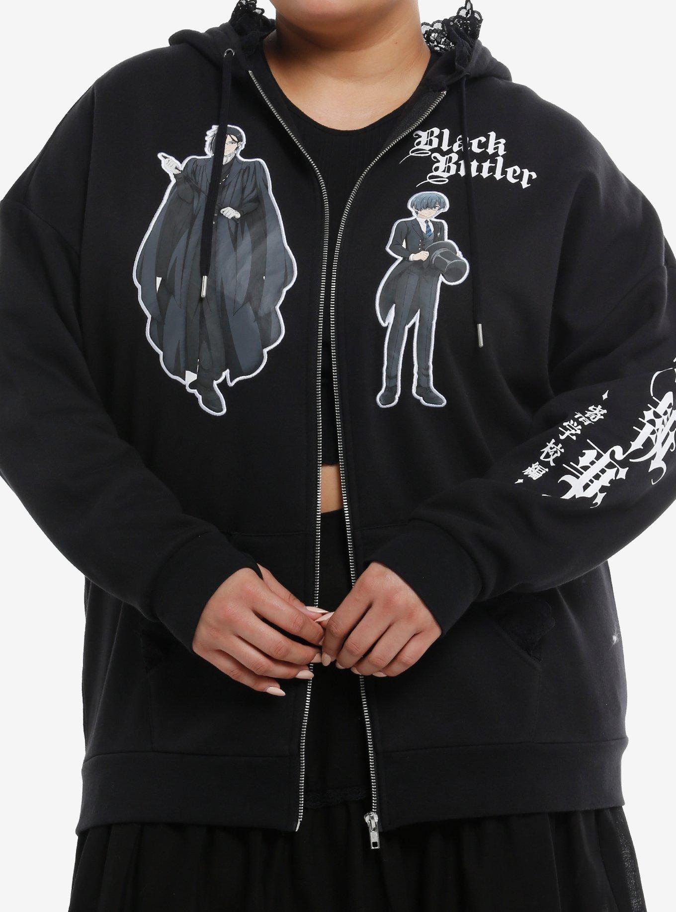 Black Butler Ciel & Sebastian Lace Oversized Hoodie Plus Size, , hi-res