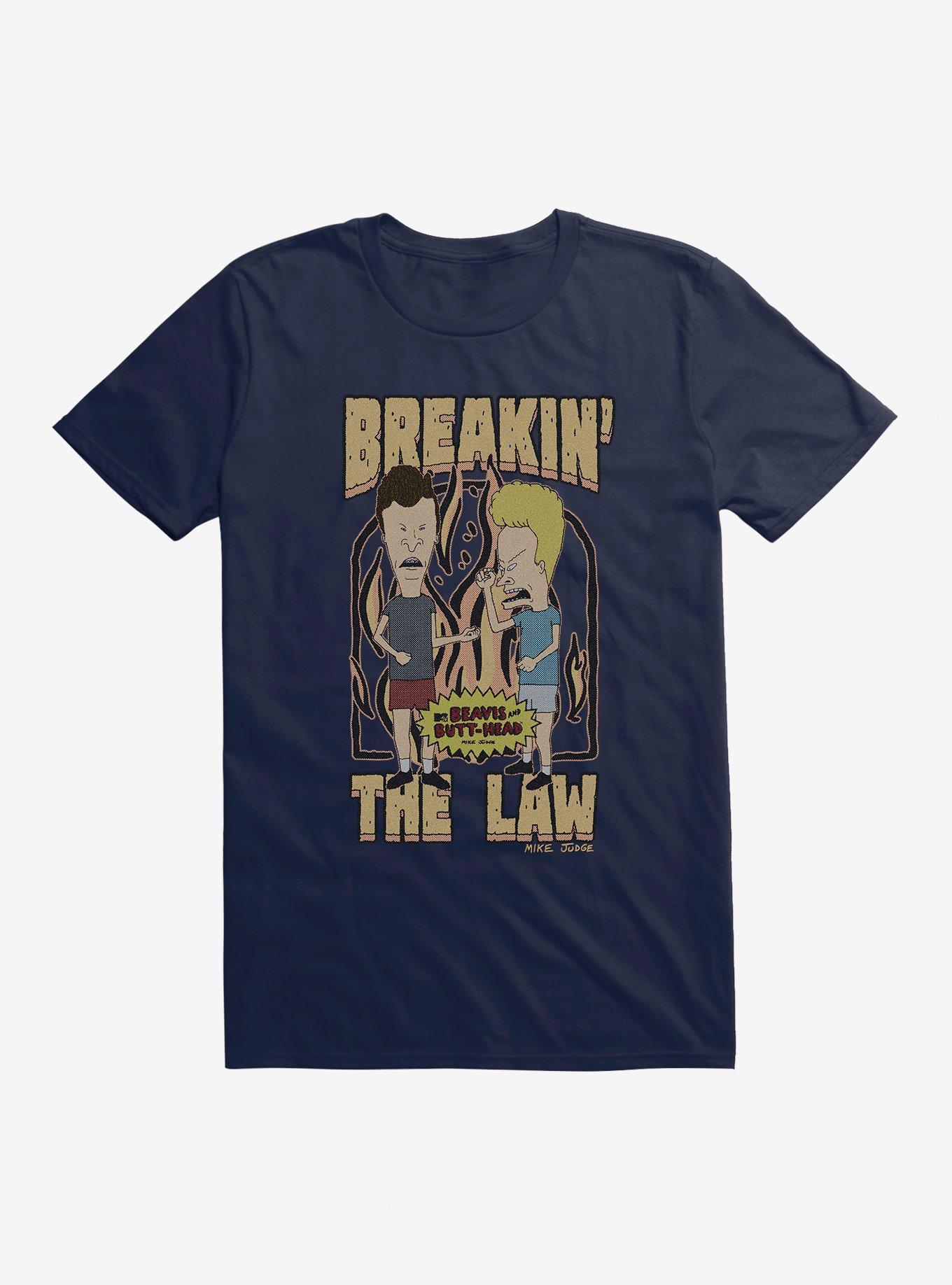 Beavis And Butthead Breakin The Law T-Shirt, MIDNIGHT NAVY, hi-res