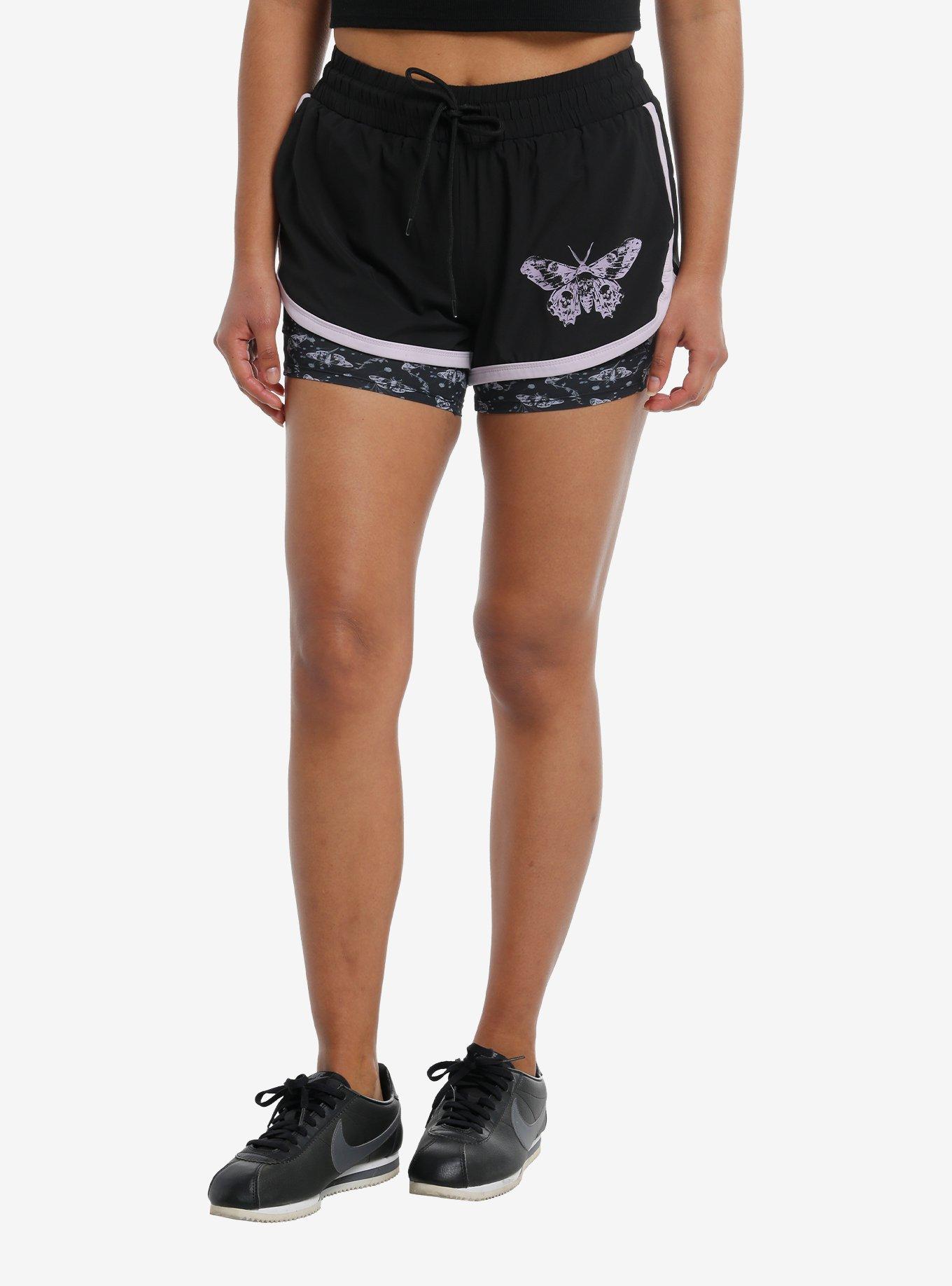 Social Collision Death Moth Girls Athletic Shorts, , hi-res