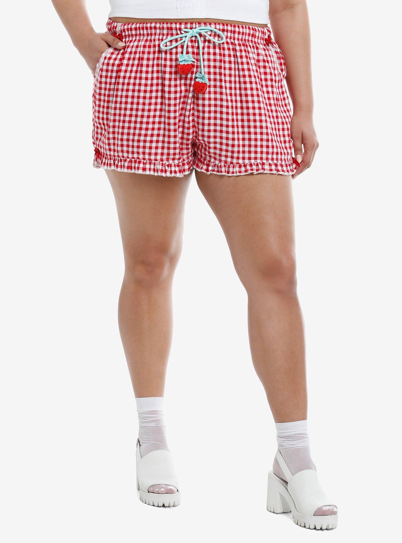 Sweet Society Strawberry Ribbon Girls Lounge Shorts Plus Size, , hi-res