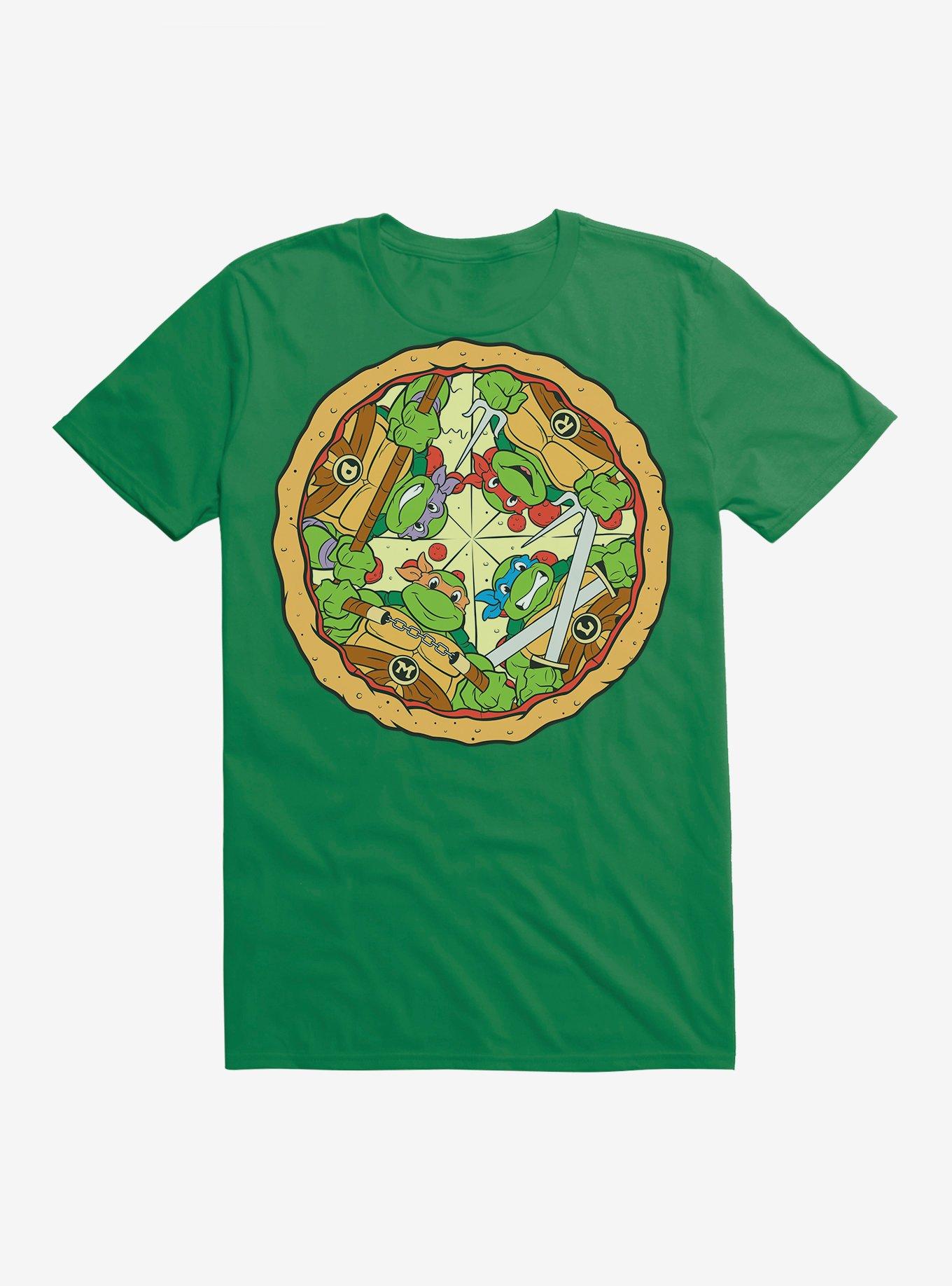 Teenage Mutant Ninja Turtles Group On Pizza Slices T-Shirt, , hi-res