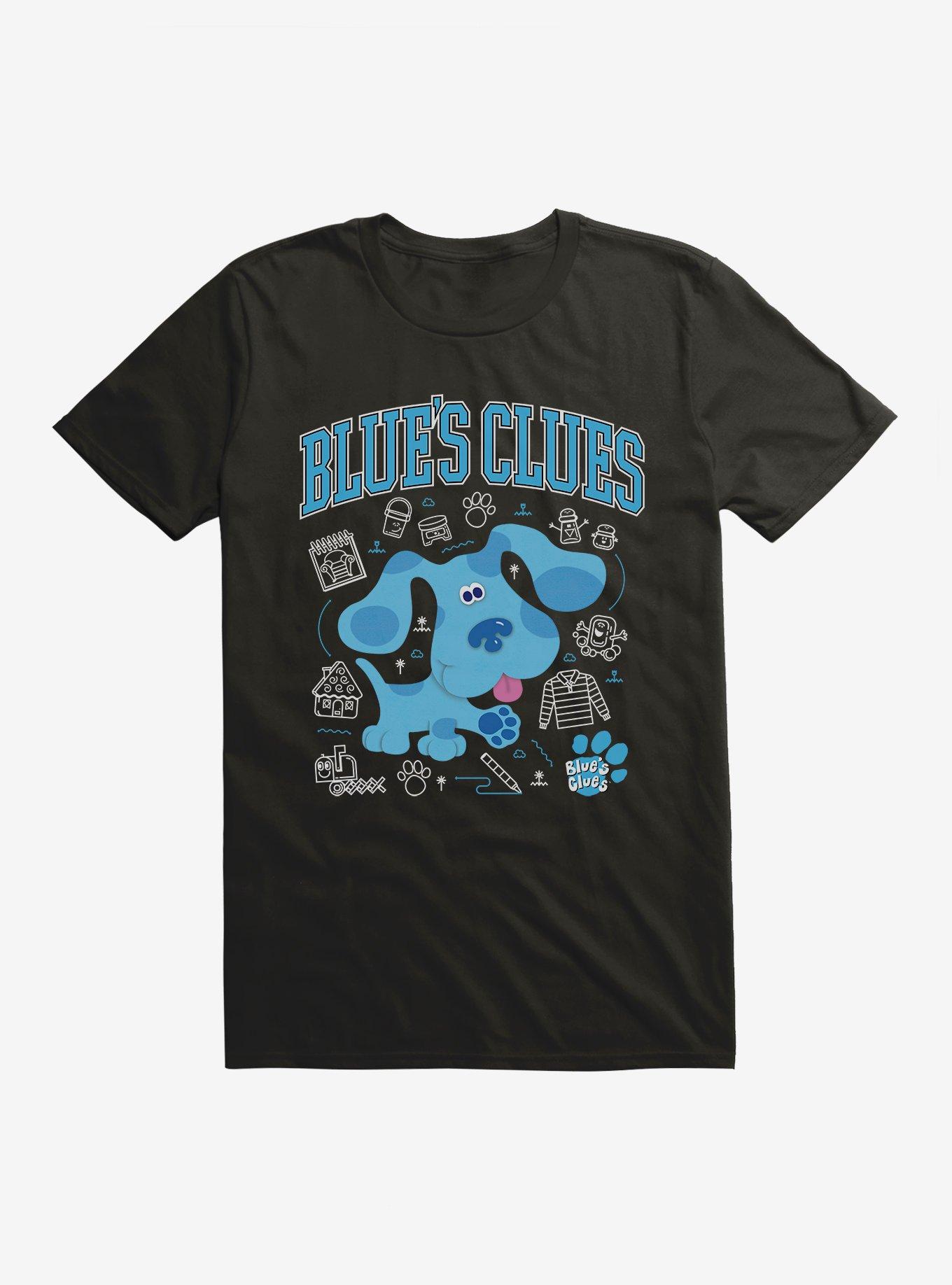 Blue's Clues Collegiate Font Icons T-Shirt, BLACK, hi-res