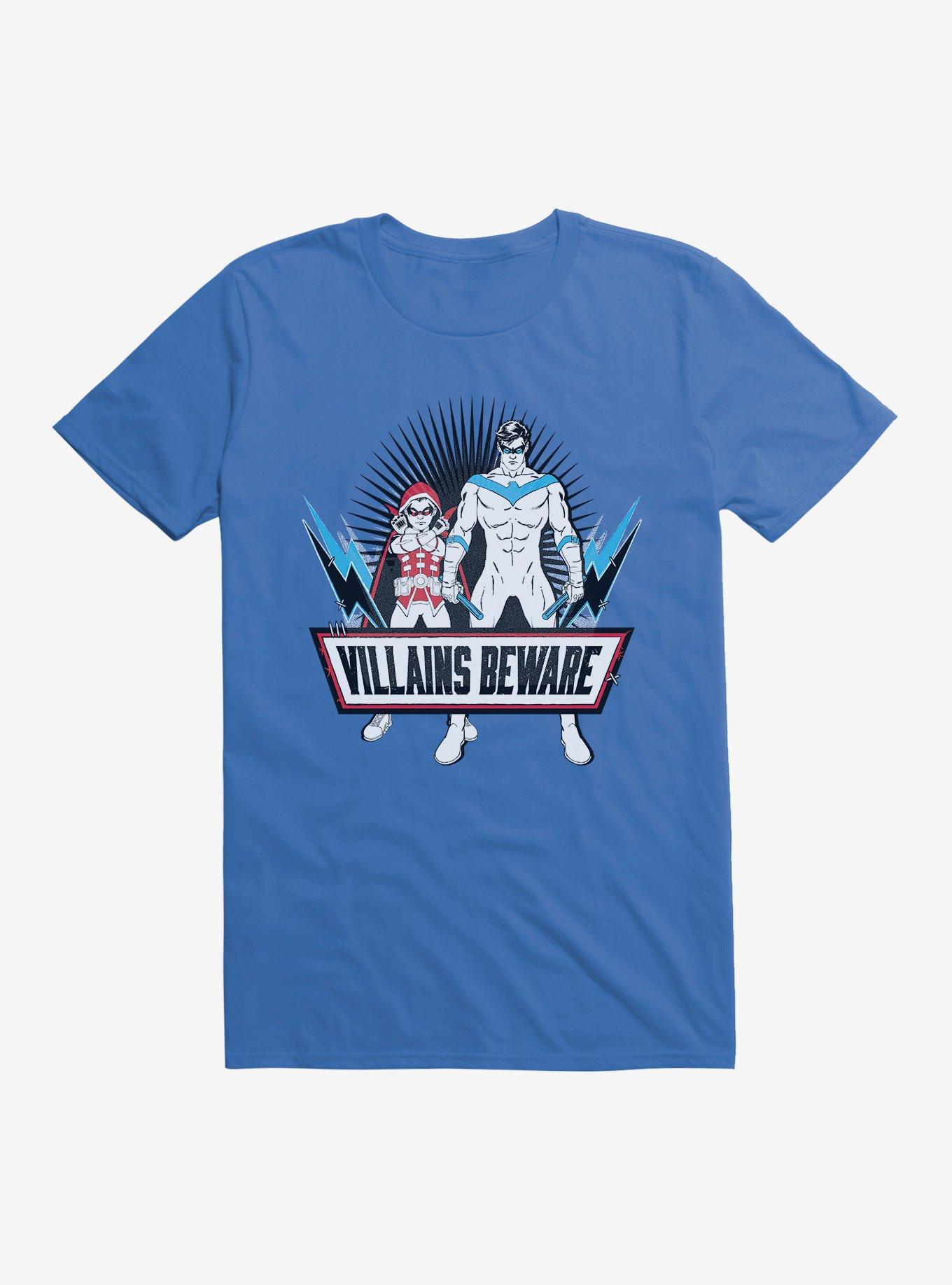Batman Nightwing Robin Villains Beware T-Shirt, ROYAL, hi-res