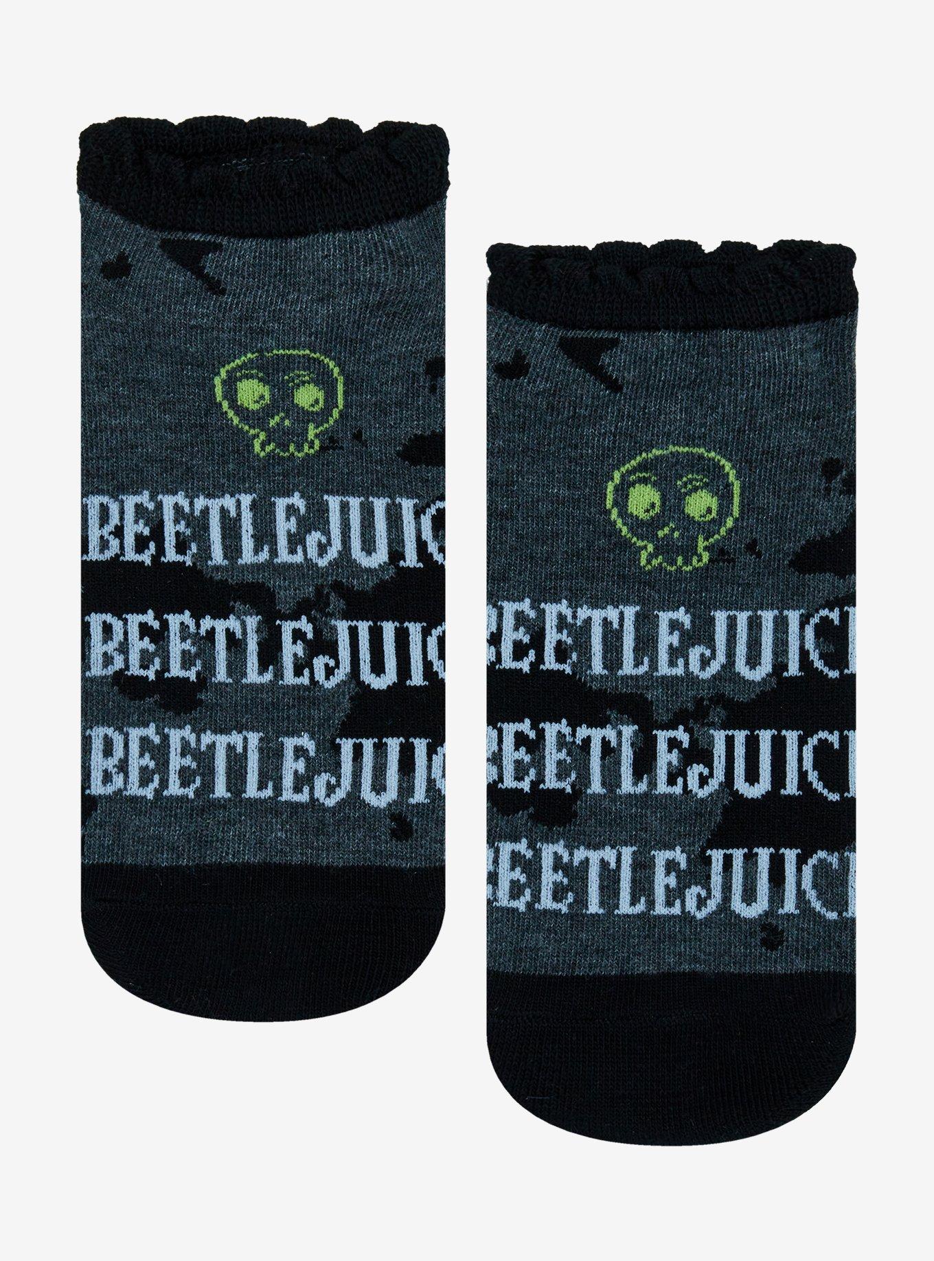 Beetlejuice Repeated Name No-Show Socks, , hi-res