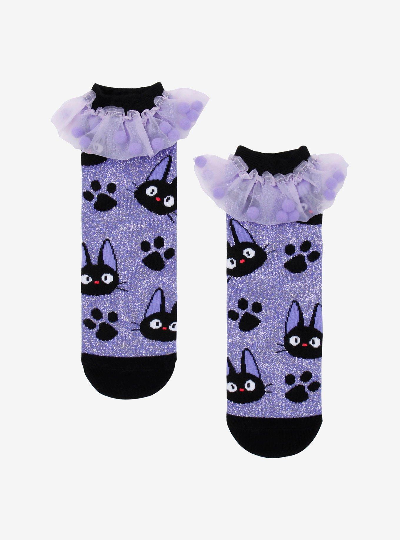 Studio Ghibli® Kiki's Delivery Service Jiji Glitter Mesh Ankle Socks, , hi-res