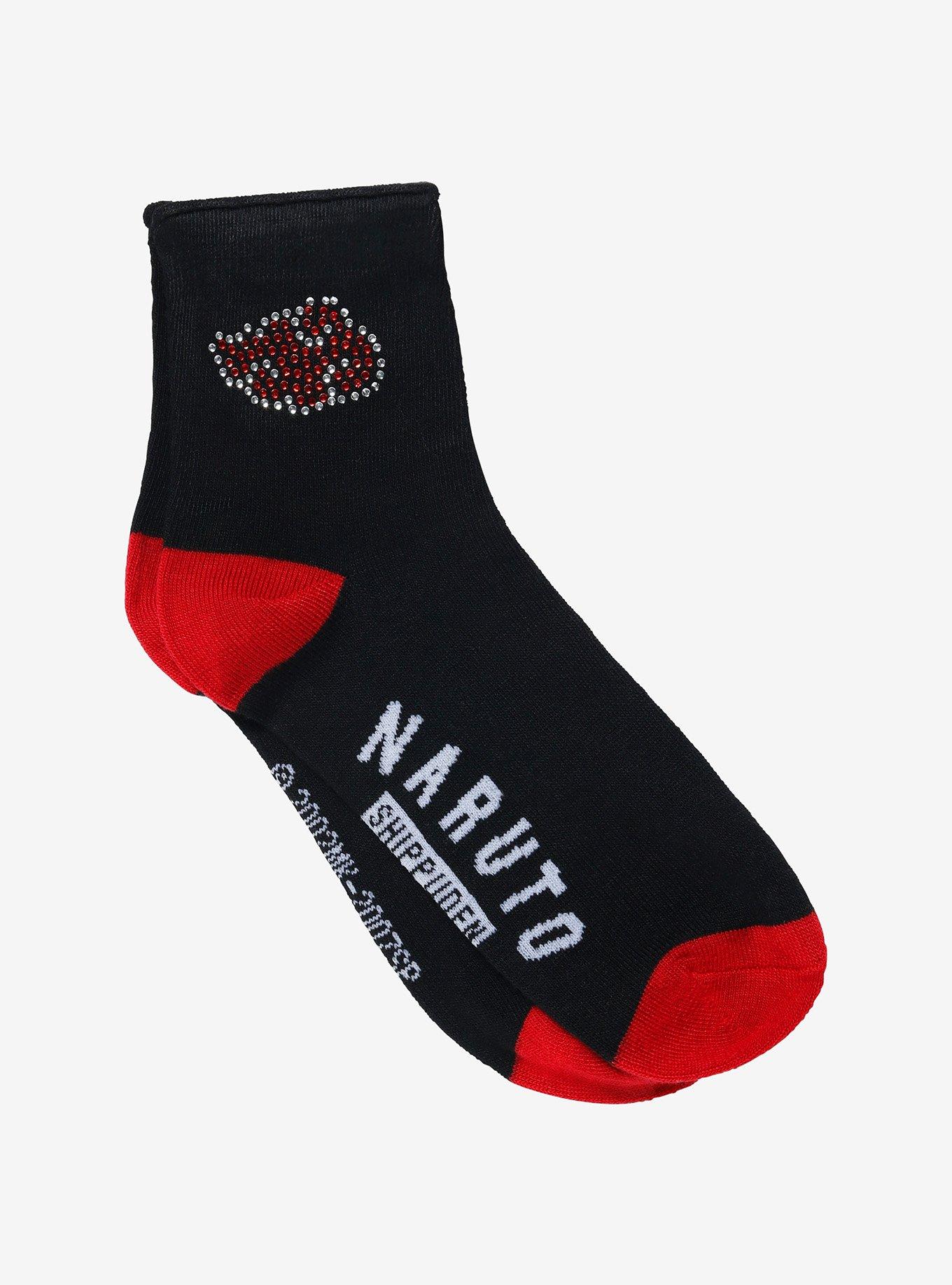 Naruto Shippuden Akatsuki Rhinestone Ankle Socks, , hi-res