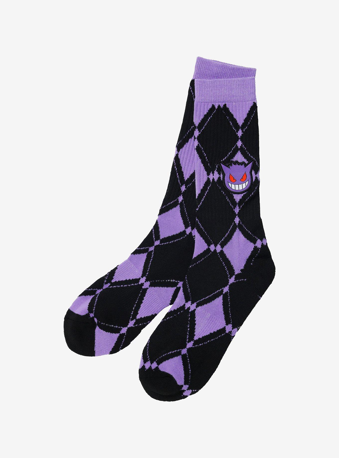 Pokemon Gengar Argyle Crew Socks, , hi-res