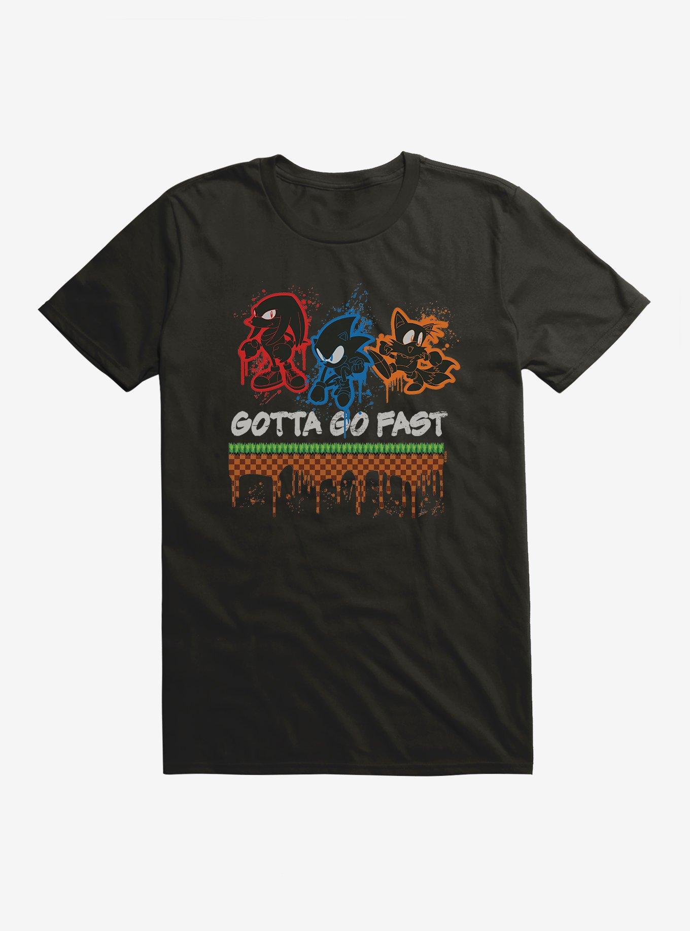 Sonic The Hedgehog Tails, Knuckles, And Sonic Gotta Go Fast! T-Shirt, BLACK, hi-res