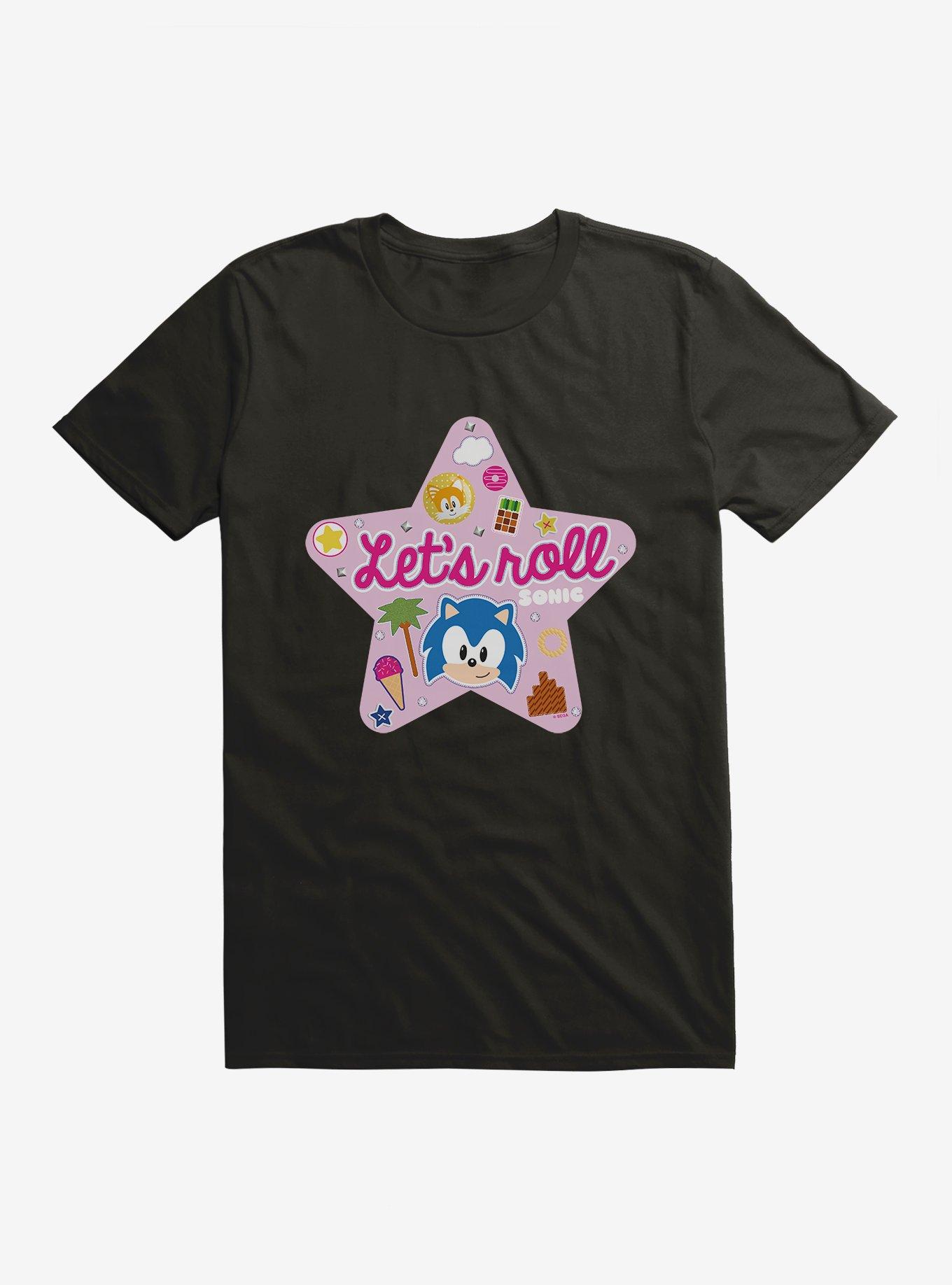 Sonic The Hedgehog Pink Pop Let's Roll T-Shirt, BLACK, hi-res