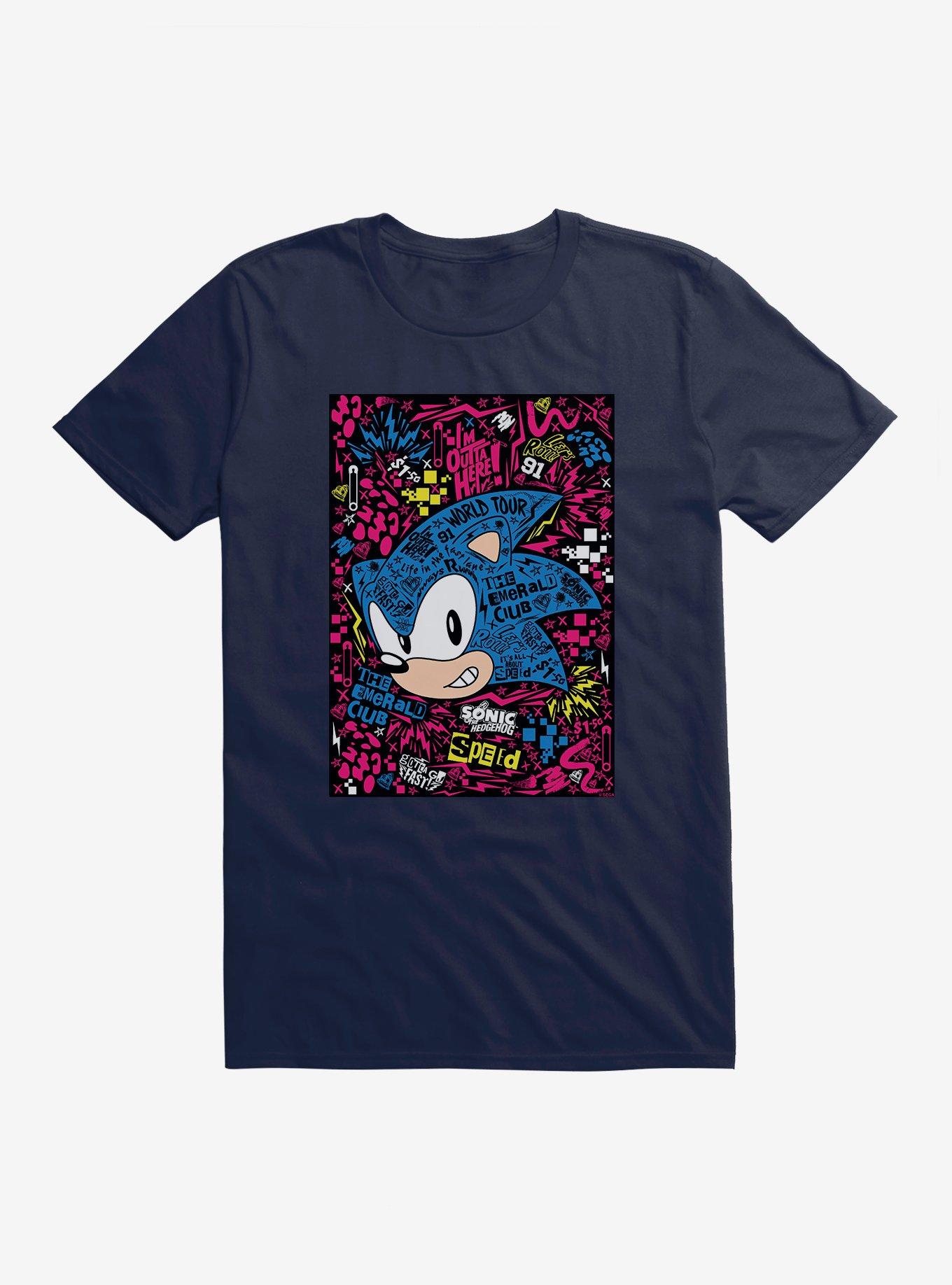 Sonic The Hedgehog Portrait Collage T-Shirt, MIDNIGHT NAVY, hi-res