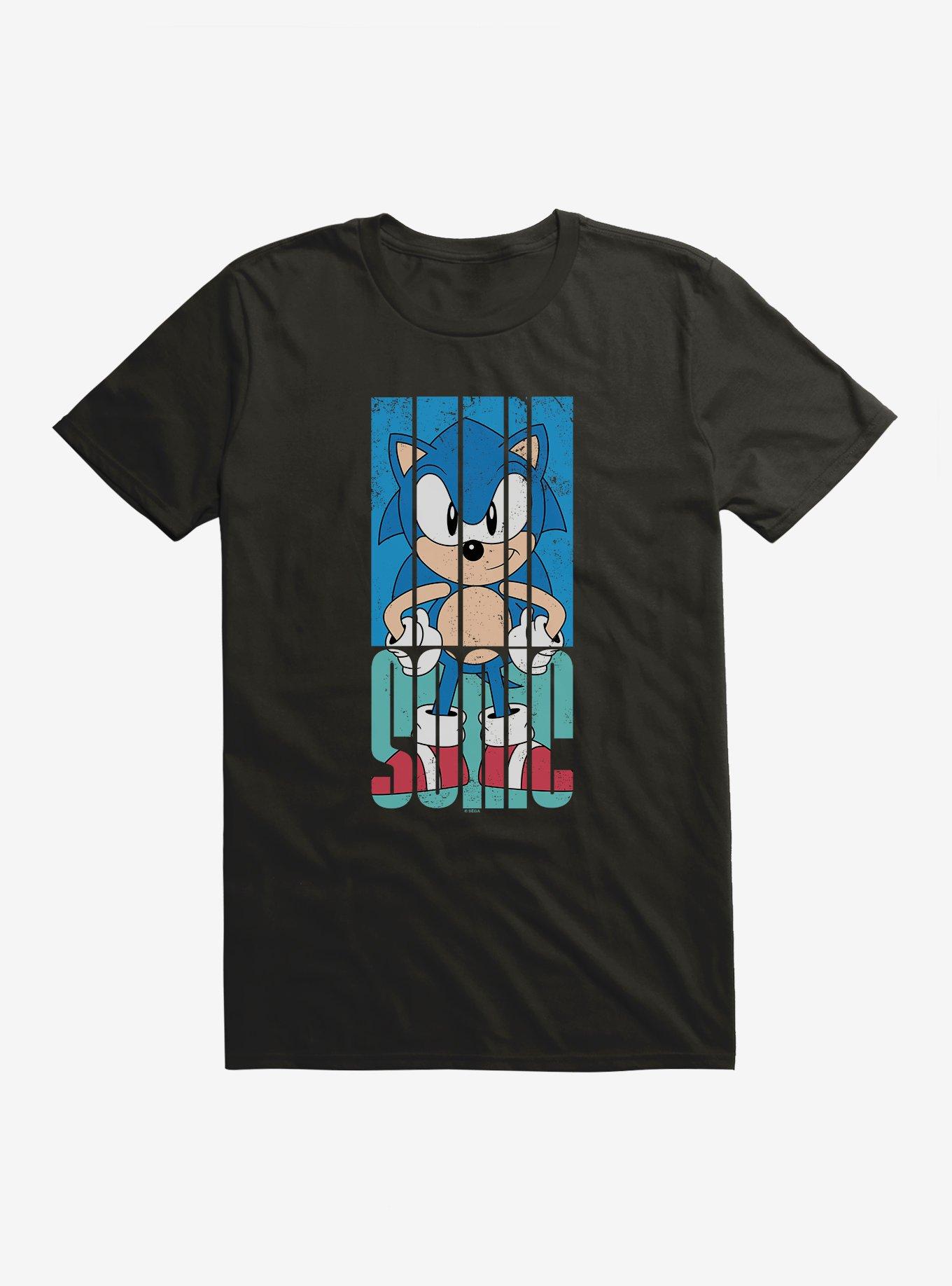 Sonic The Hedgehog Font Pose T-Shirt, BLACK, hi-res