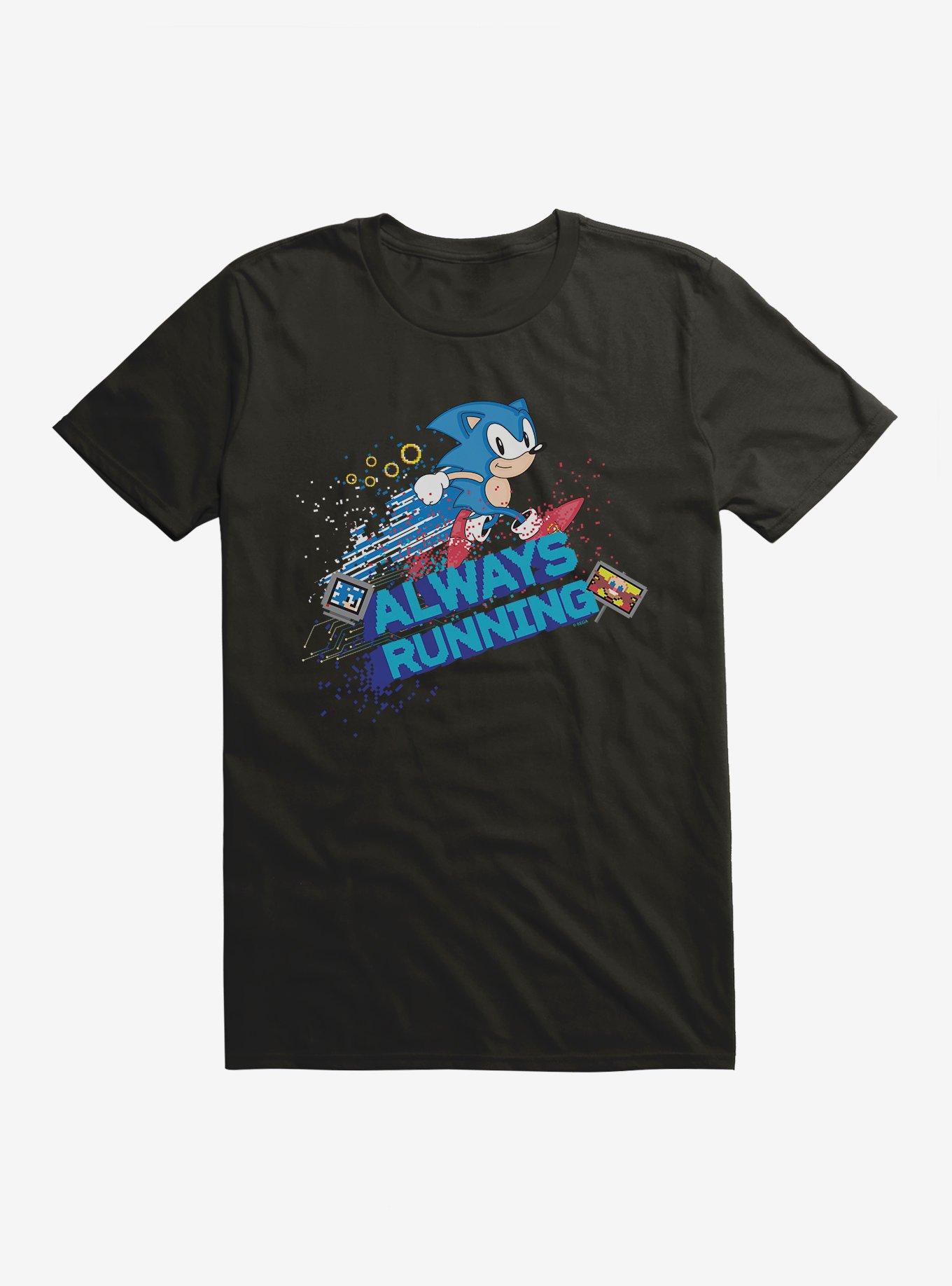 Sonic The Hedgehog Always Running Pixel T-Shirt, BLACK, hi-res