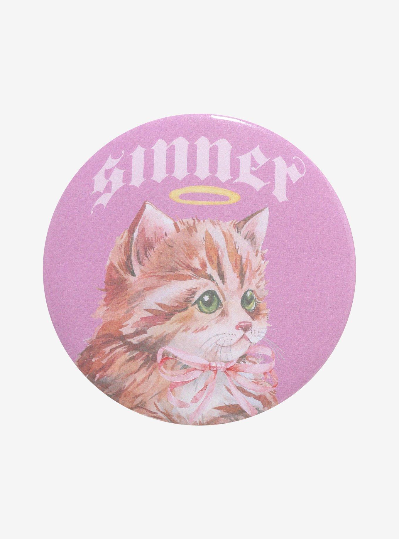 Sinner Angel Cat 3 Inch Button