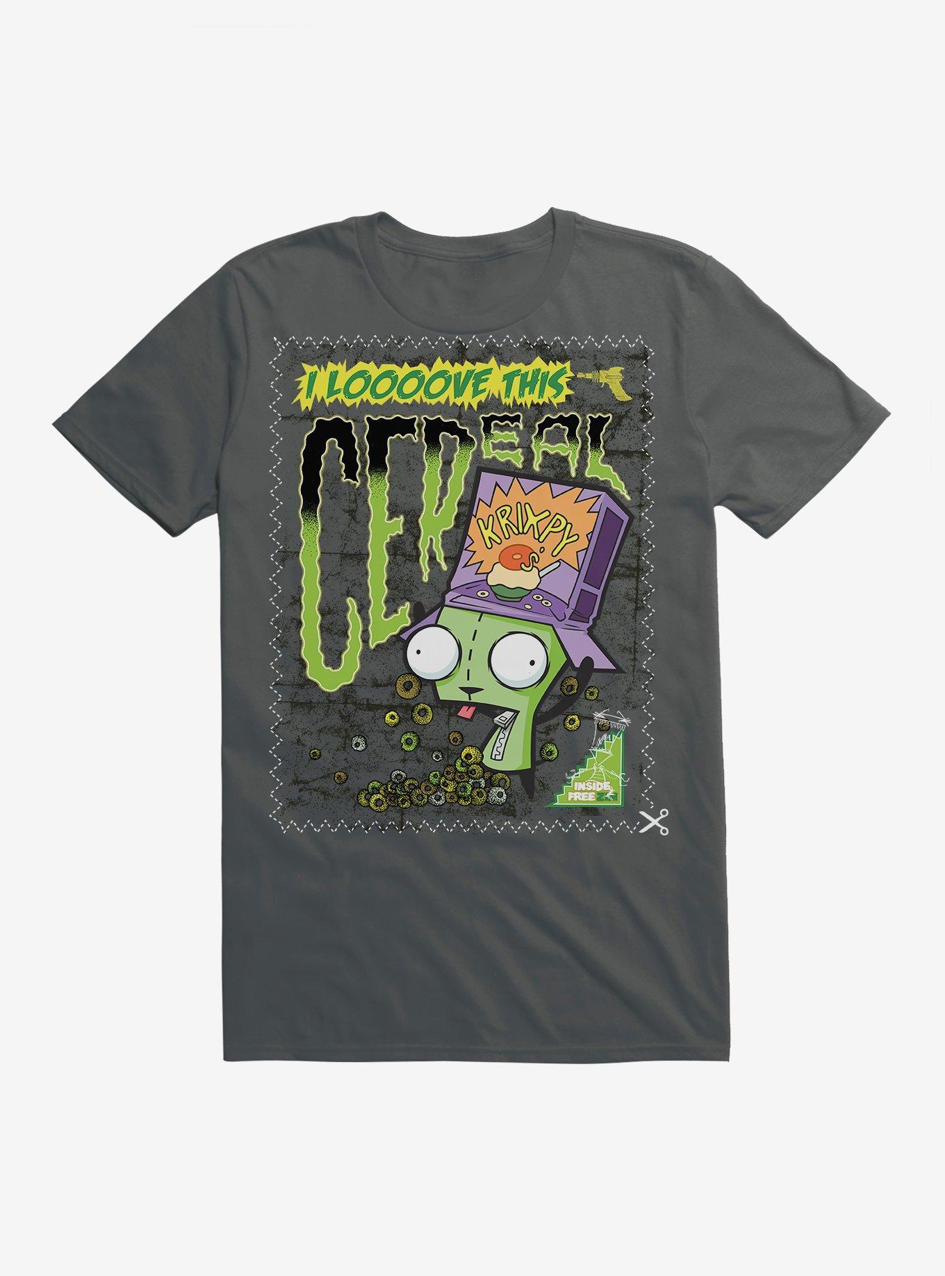 Invader Zim I Love Cereal GIR T-Shirt, CHARCOAL, hi-res
