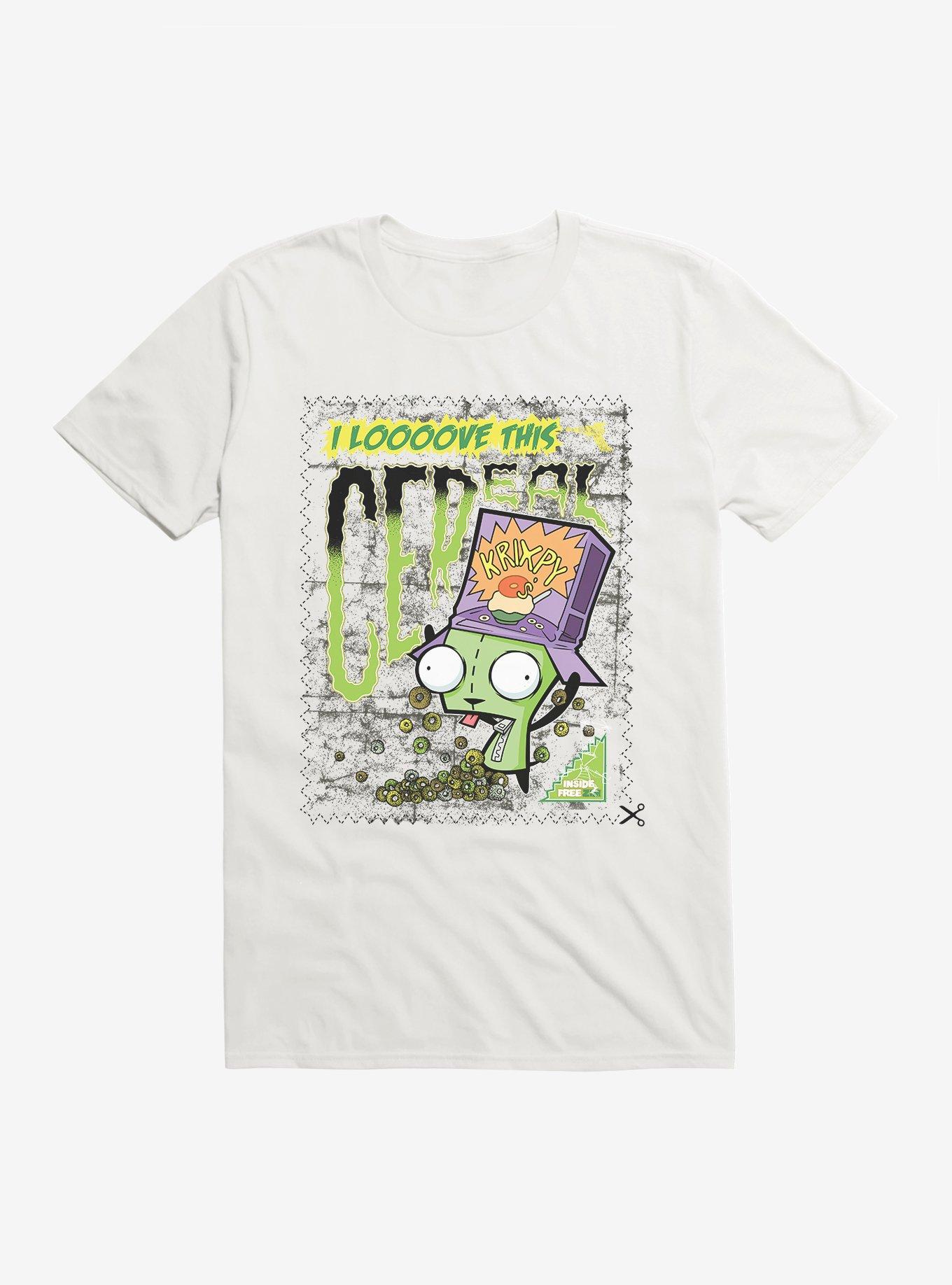 Invader Zim I Love Cereal GIR T-Shirt, WHITE, hi-res