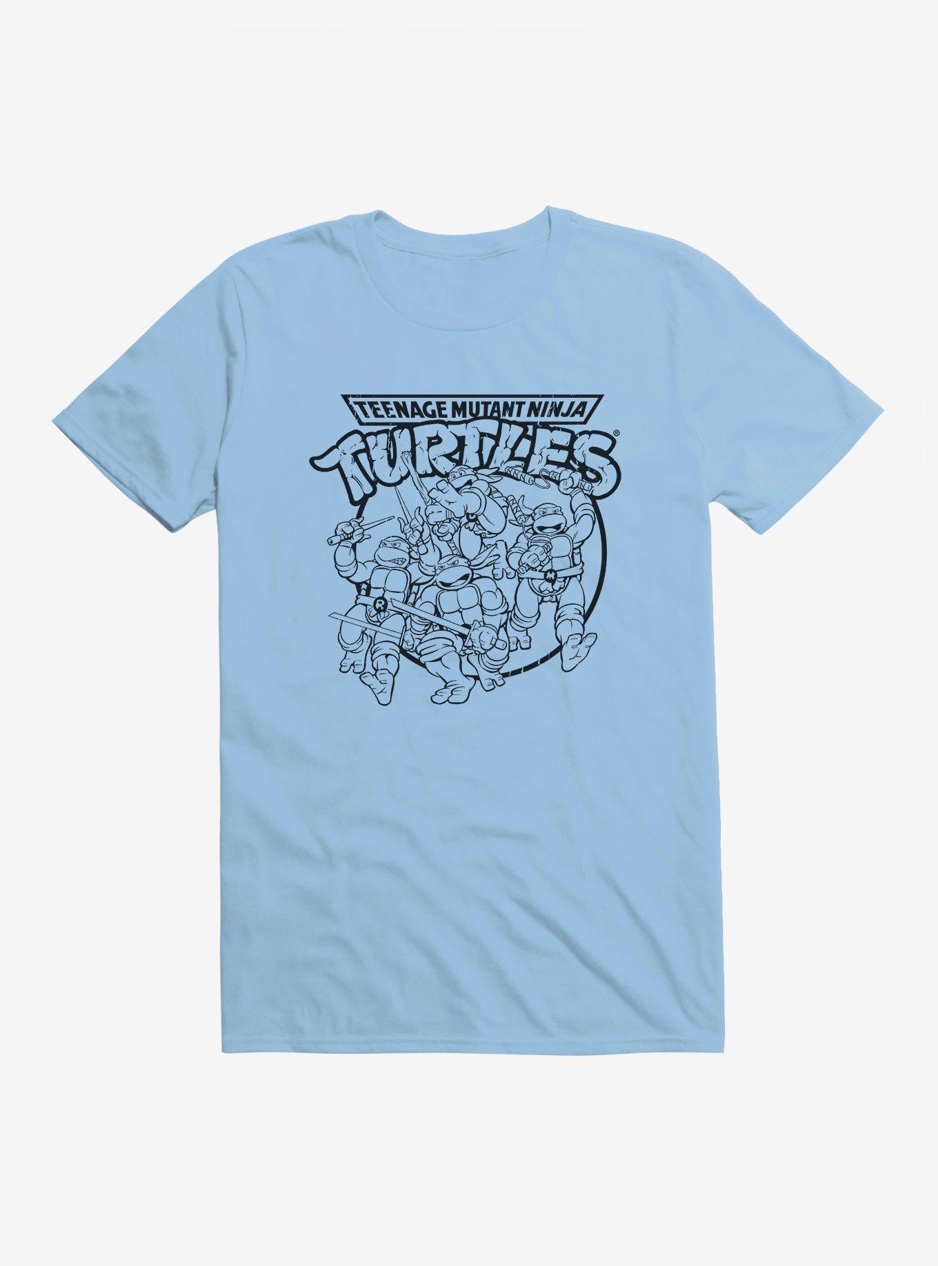 Teenage Mutant Ninja Turtles Group Fight Pose Outline T-Shirt, , hi-res