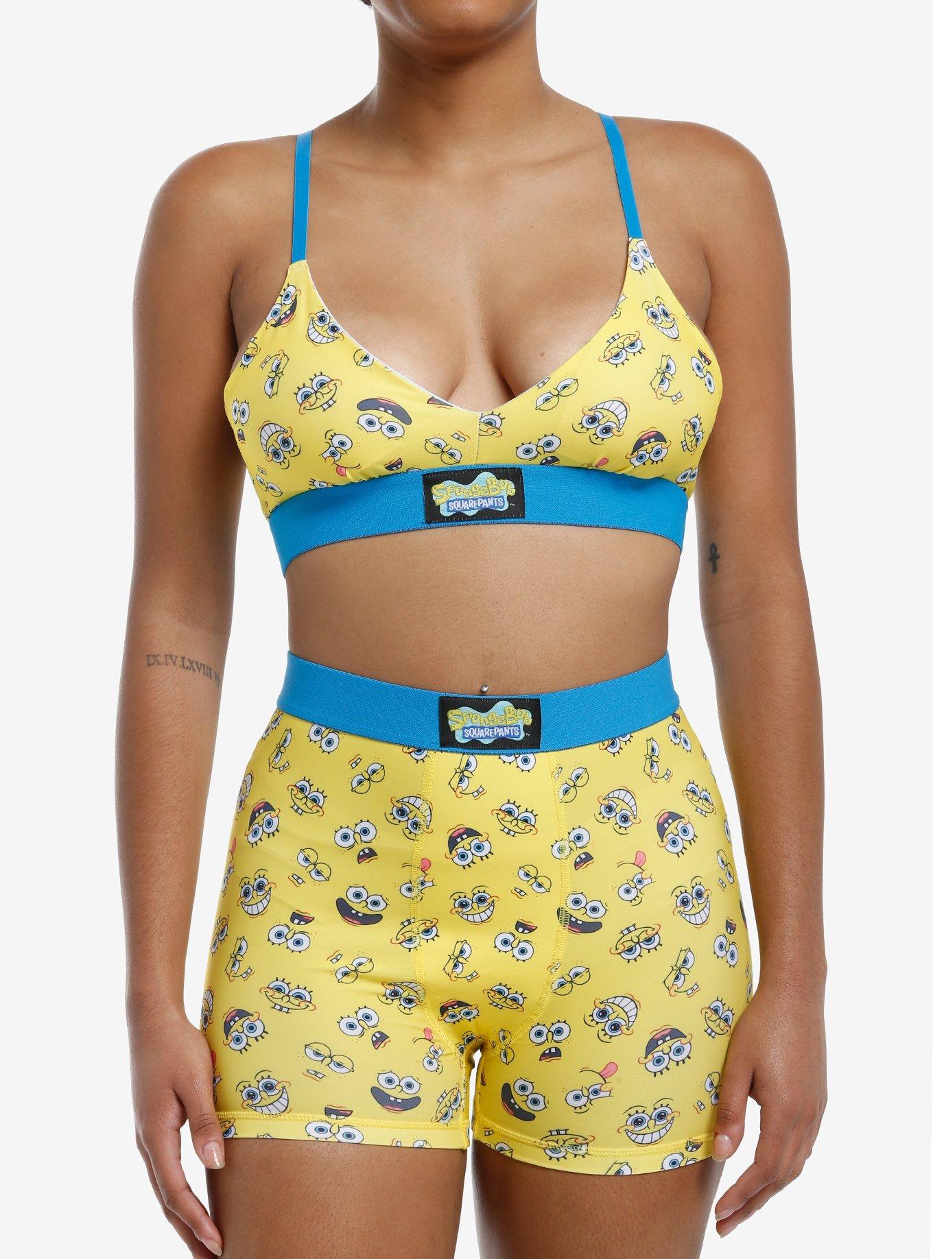 SpongeBob SquarePants Faces Bra & Boyshort Panty Set, MULTI, hi-res