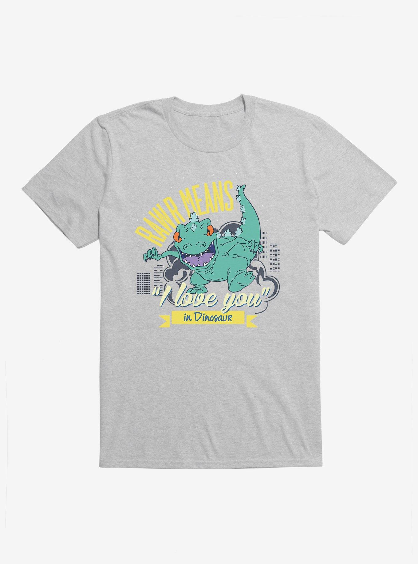 Rugrats Reptar Rawr Means I Love You In Dinosaur T-Shirt, HEATHER GREY, hi-res