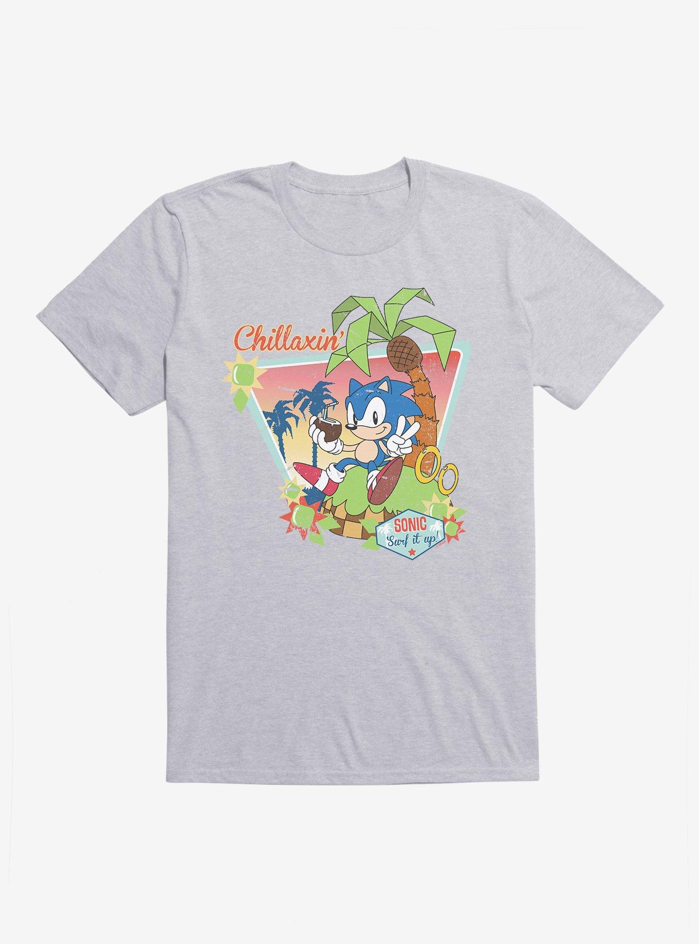 Sonic The Hedgehog Chillaxin' Summer T-Shirt, HEATHER GREY, hi-res