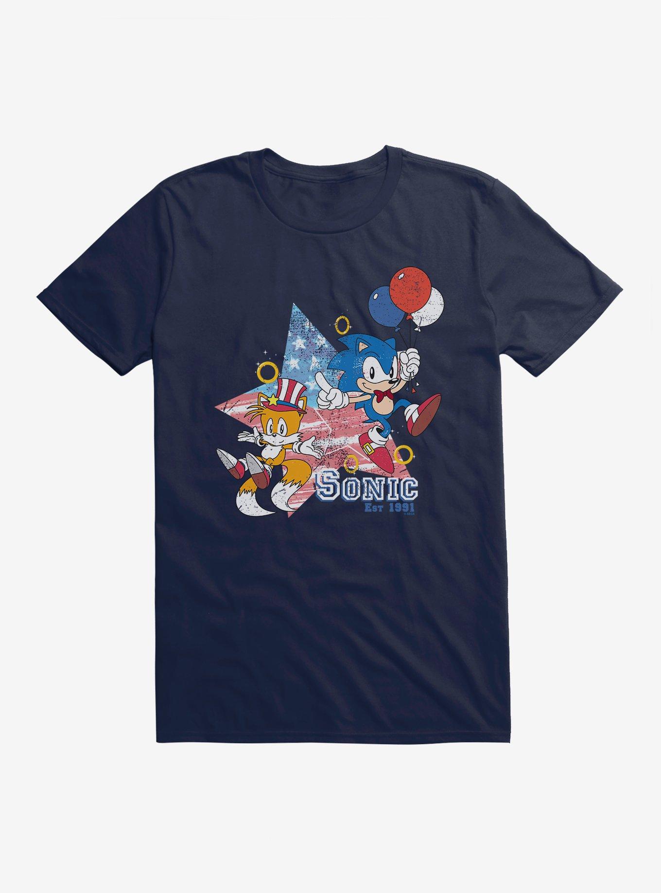 Sonic The Hedgehog Sonic Tails Fourth Of July T-Shirt, MIDNIGHT NAVY, hi-res