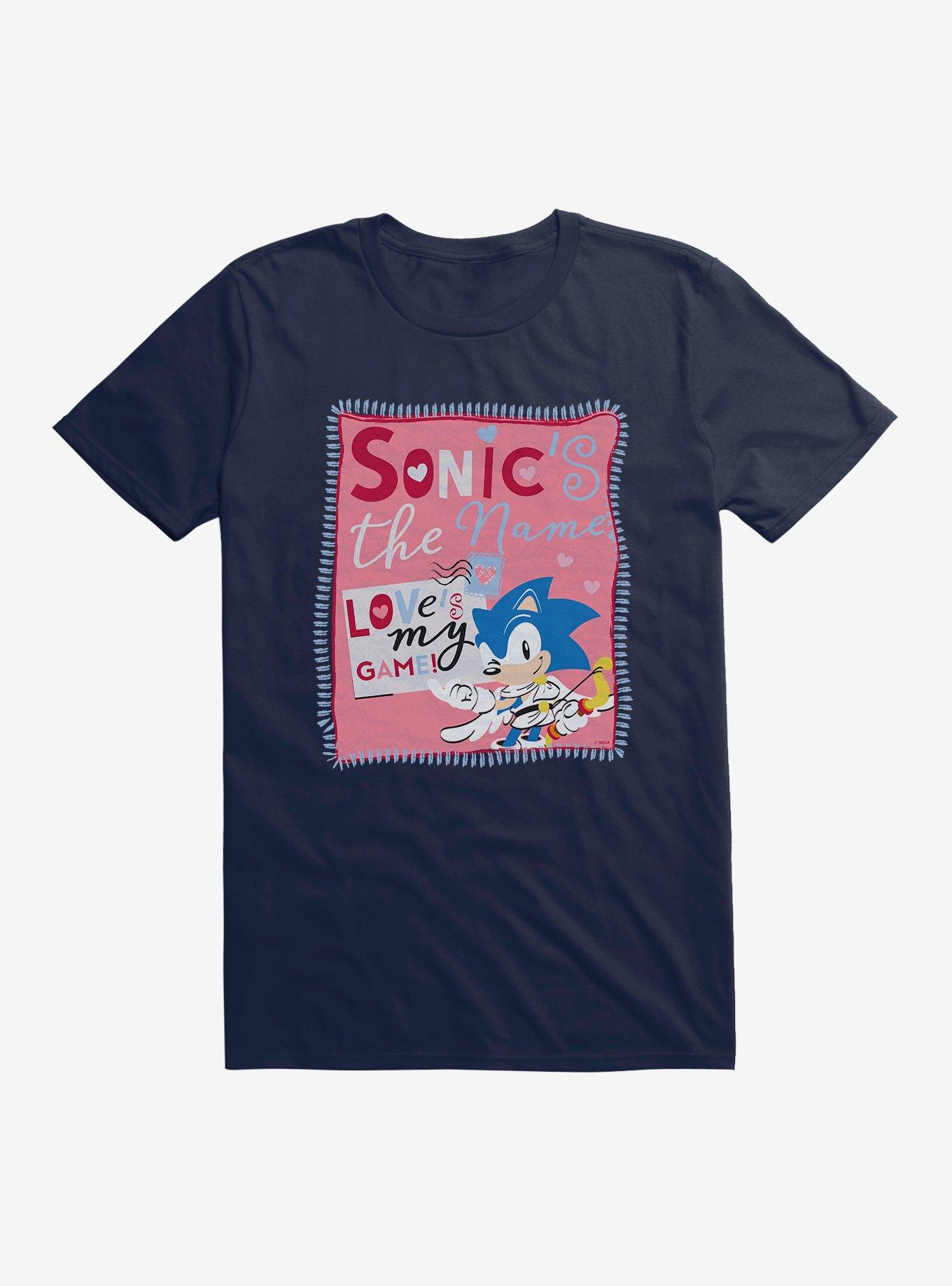 Sonic The Hedgehog Sonic's The Name Love's My Game T-Shirt, MIDNIGHT NAVY, hi-res