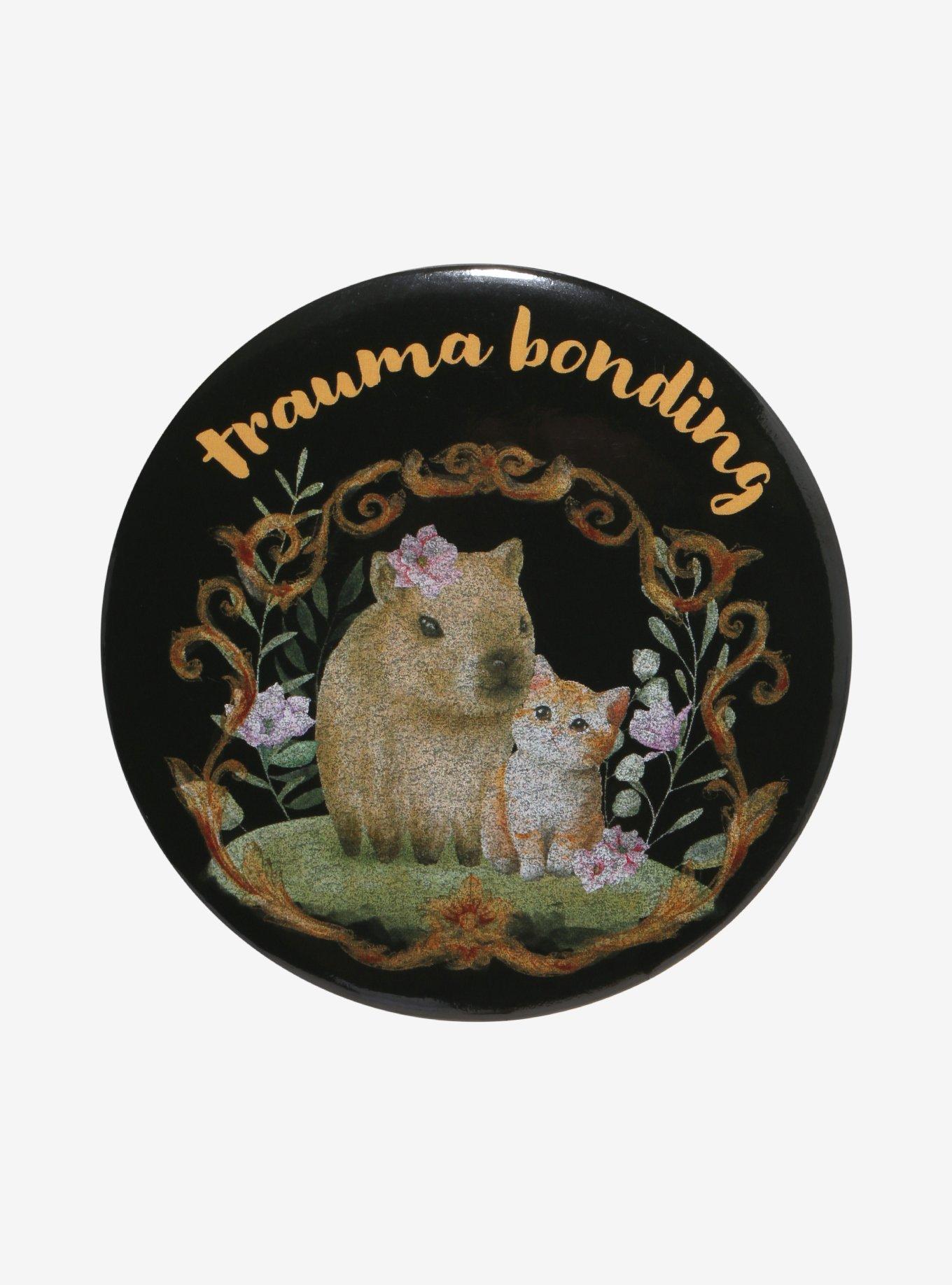 Cat & Capybara Trauma Bond 3 Inch Button