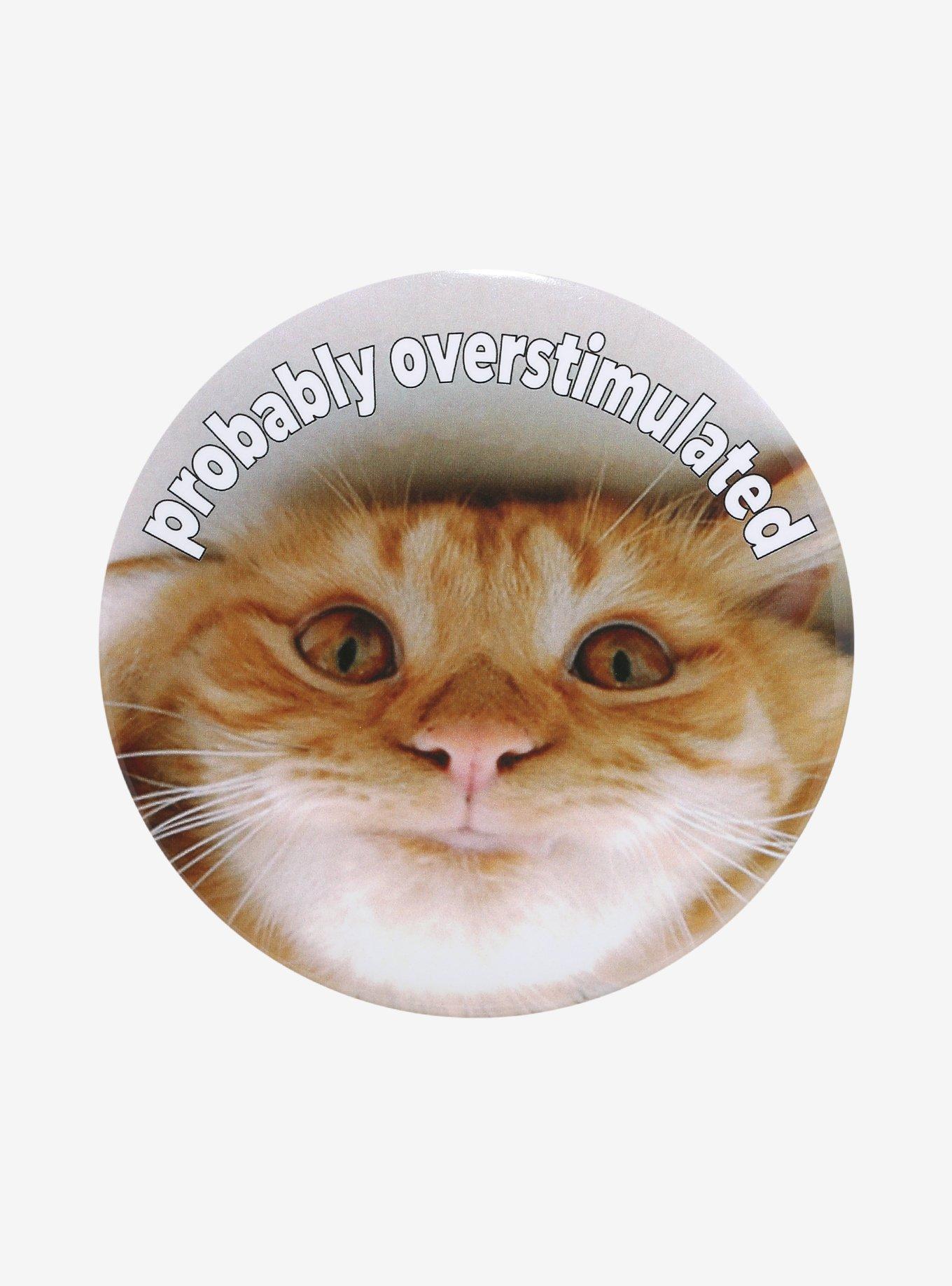 Cat Probably Overstimulated 3 Inch Button, , hi-res