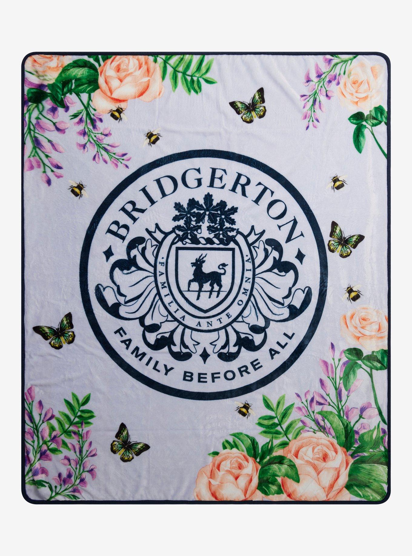 Bridgerton Crest Bees & Butterflies Floral Fleece Throw, , hi-res