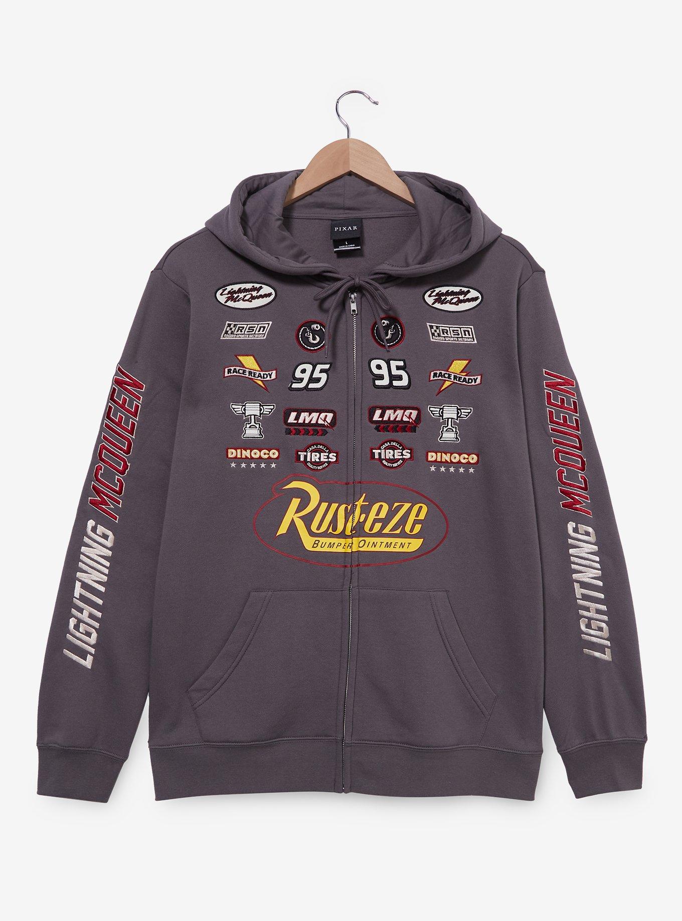 Disney Pixar Cars Lightning McQueen Racing Patches Zippered Hoodie - BoxLunch Exclusive, , hi-res