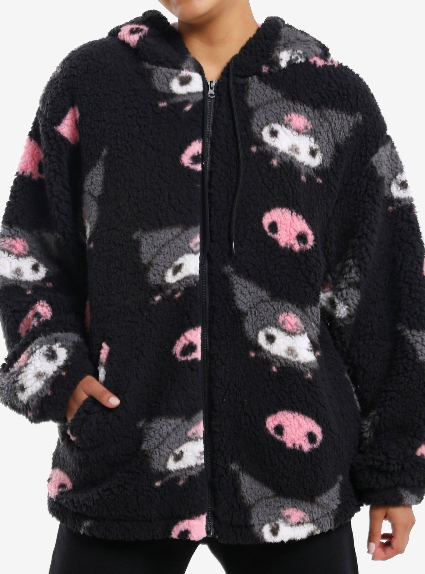 Kuromi Skull Sherpa Girls Hoodie, , hi-res