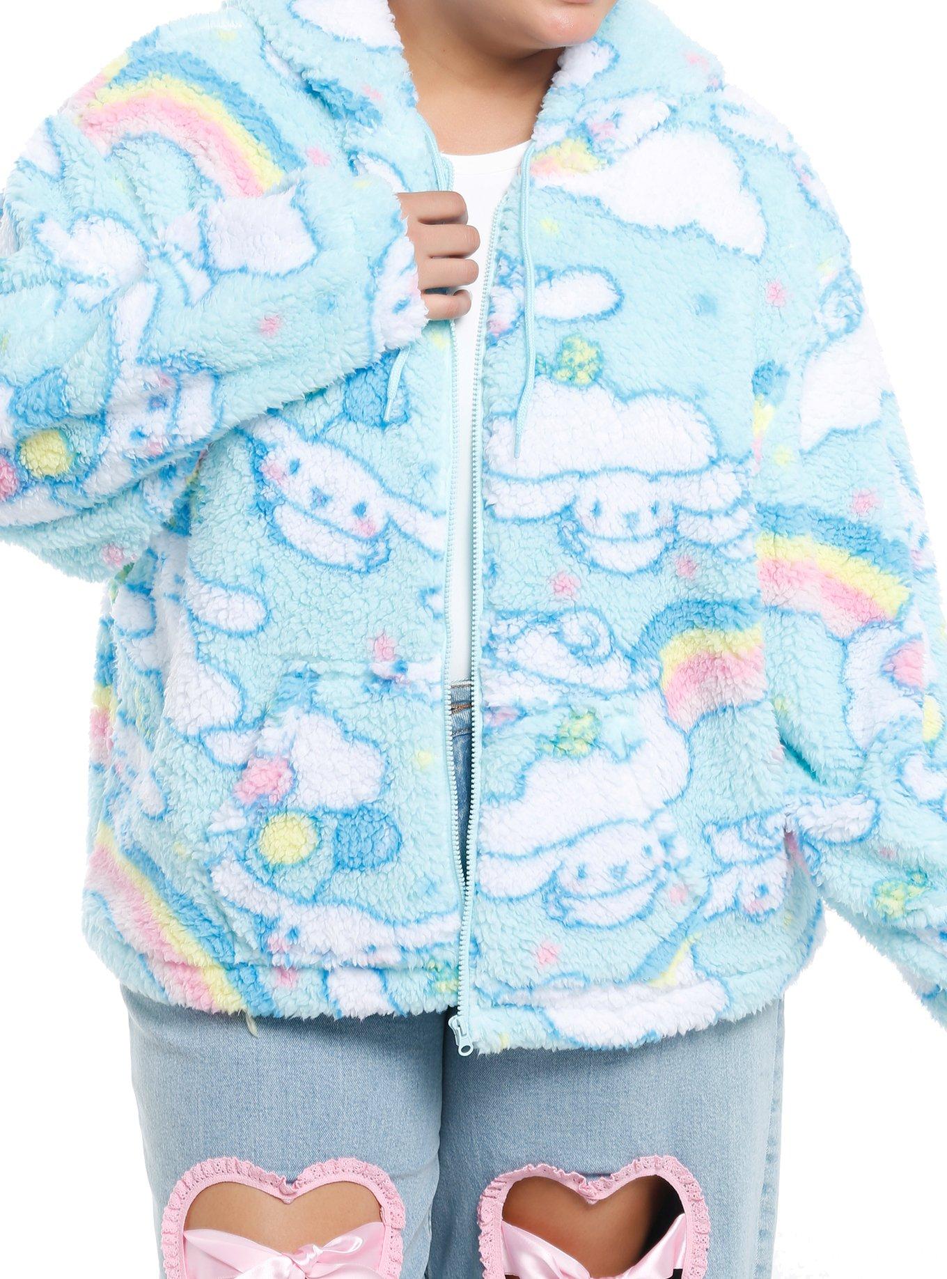 Cinnamoroll Rainbow Cloud Girls Sherpa Hoodie Plus Size, , hi-res