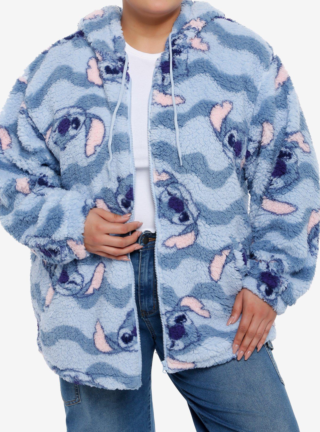 Disney Stitch Waves Sherpa Girls Hoodie Plus Size, , hi-res