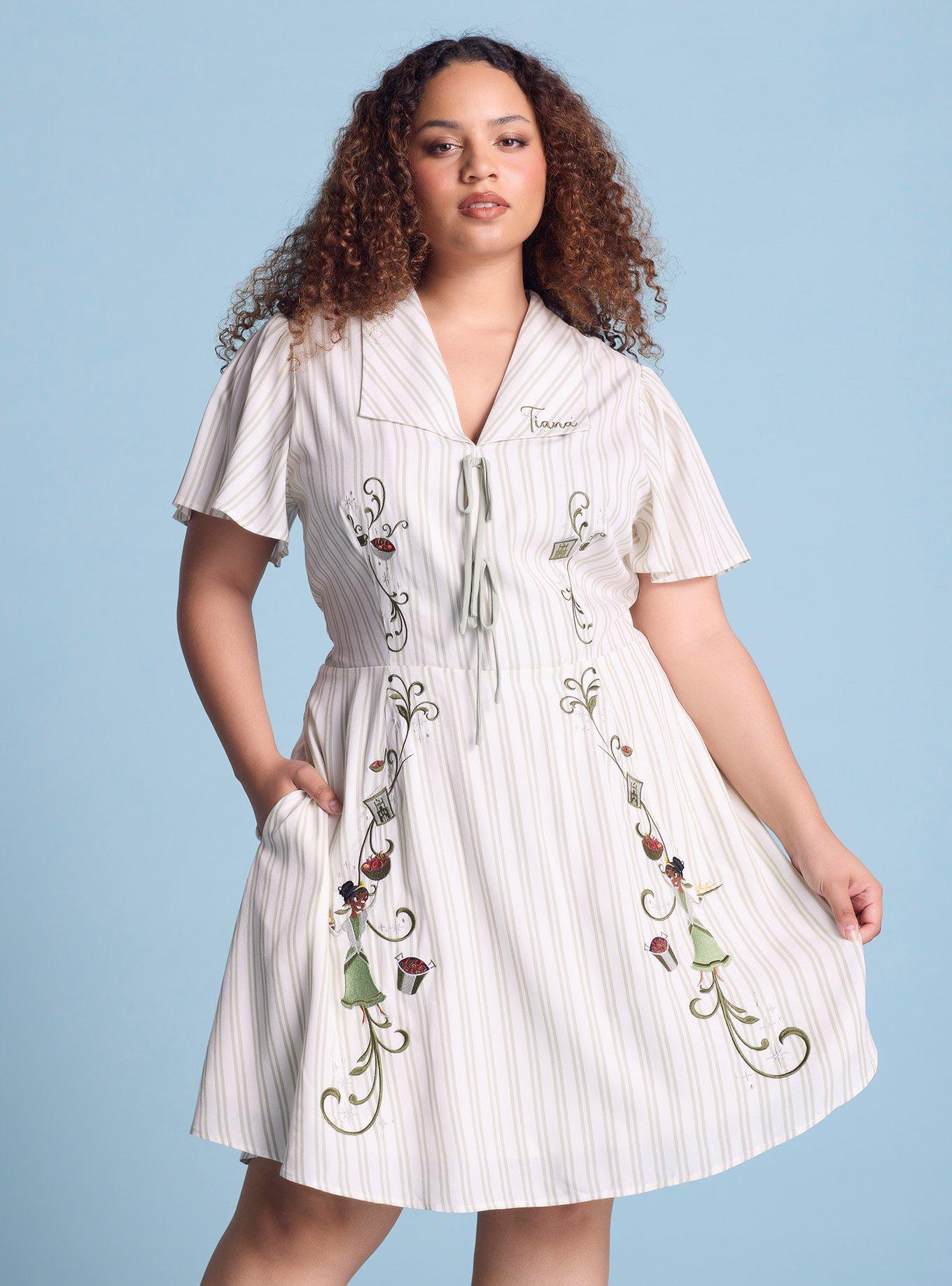 Disney The Princess and The Frog Tiana Striped Plus Size Smock Dress - BoxLunch Exclusive, , hi-res